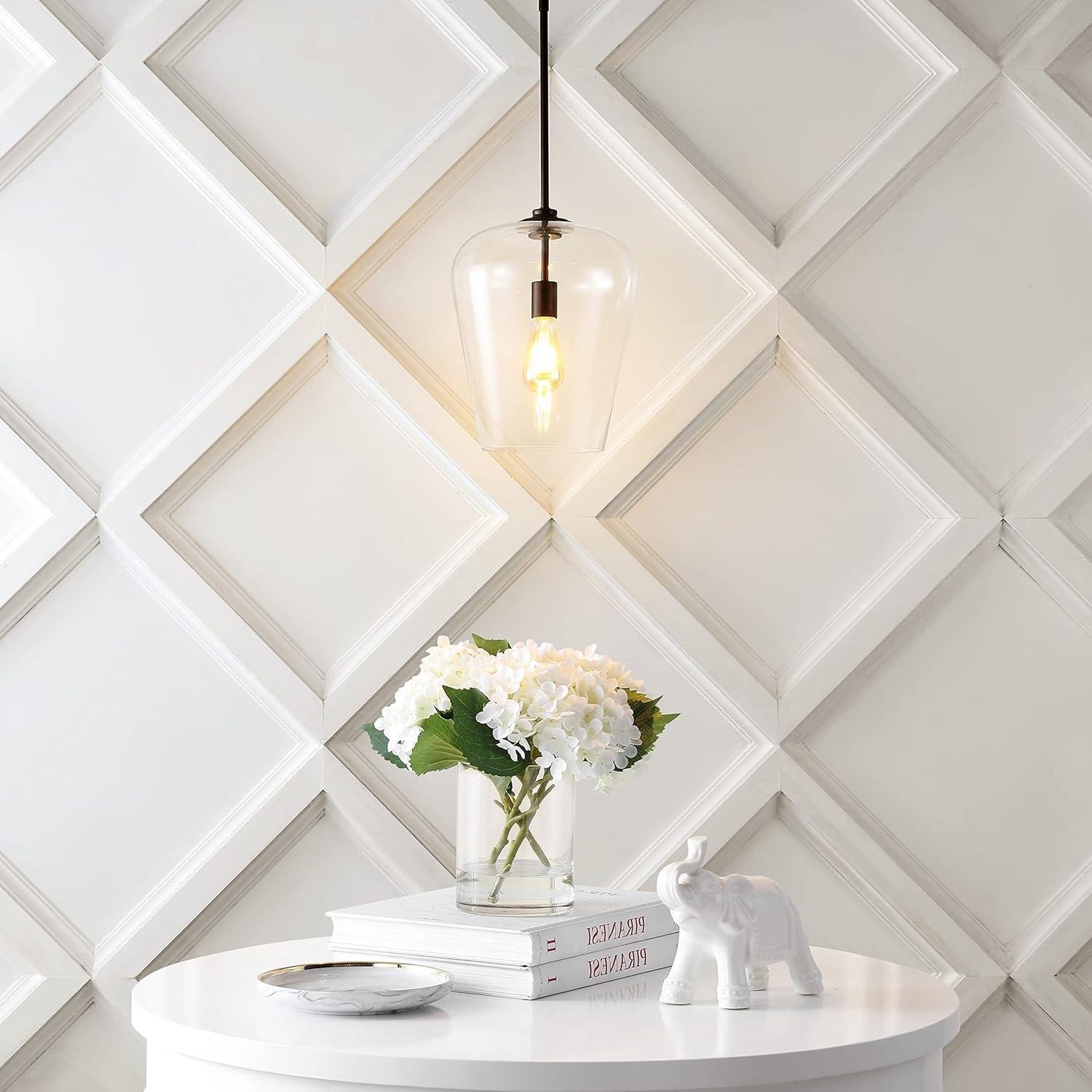 imageJONATHAN Y JYL7596A Hayes 1125quot 1Light Industrial Farmhouse IronGlass LED Pendant Coastal Modern Contemporary Bedroom Living Room Oil Rubbed BronzeClear