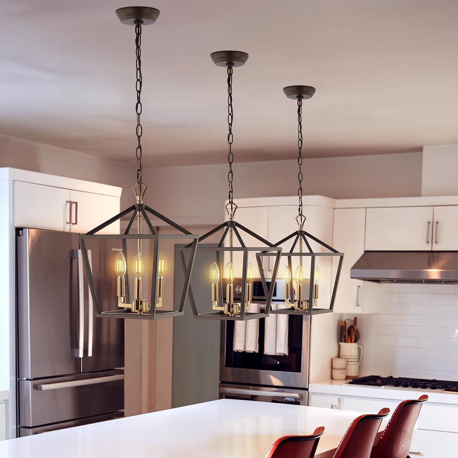 imageJONATHAN Y JYL7601B Pagoda Lantern Dimmable Adjustable Metal LED Pendant Classic Traditional Farmhouse Dining Room Living Room Kitchen Foyer Bedroom Hallway 10 in Antique GoldOil Rubbed BronzeBrass Gold