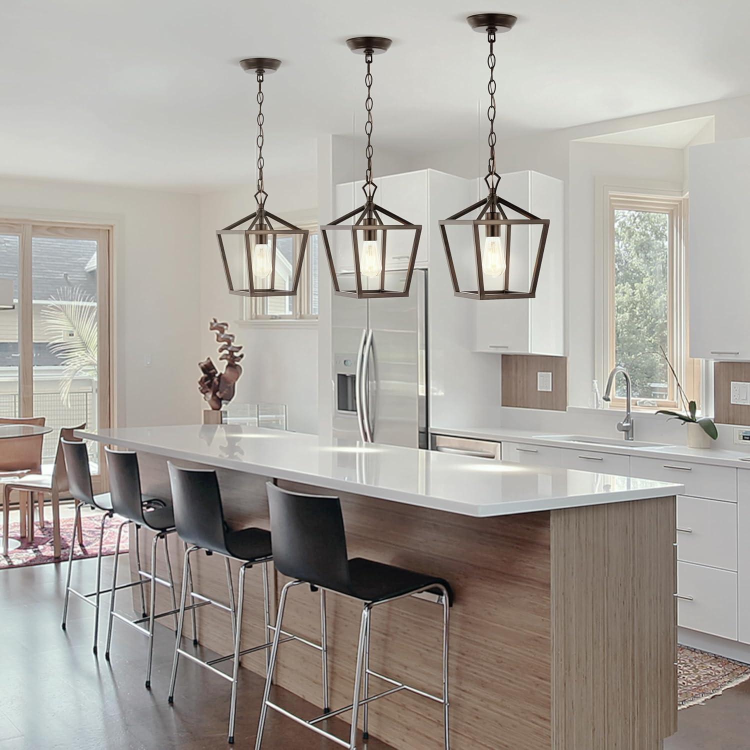 imageJONATHAN Y JYL7601B Pagoda Lantern Dimmable Adjustable Metal LED Pendant Classic Traditional Farmhouse Dining Room Living Room Kitchen Foyer Bedroom Hallway 10 in Antique GoldOilRubbed Bronze