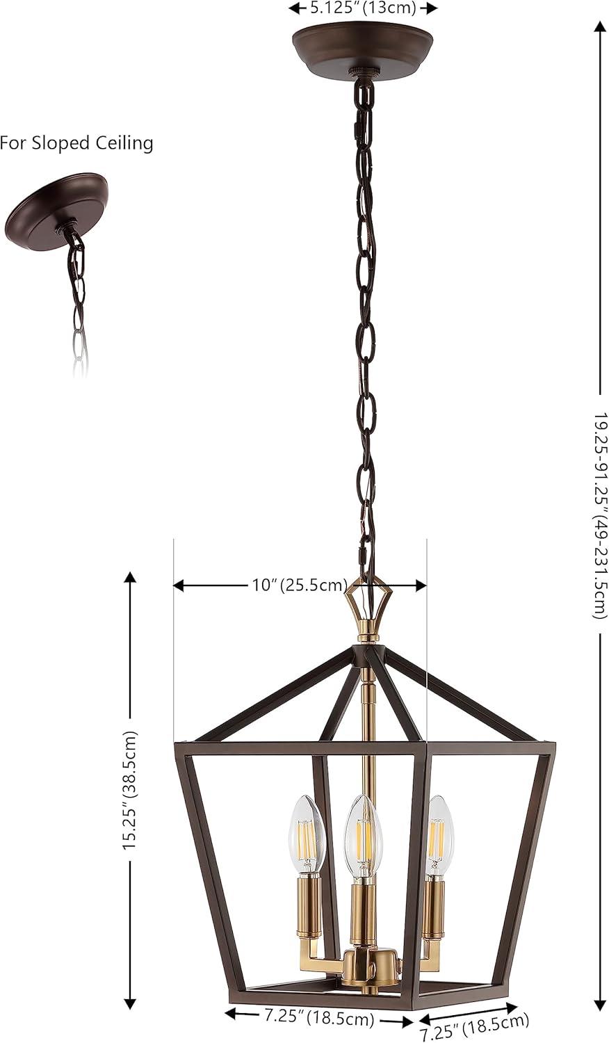 imageJONATHAN Y JYL7601B Pagoda Lantern Dimmable Adjustable Metal LED Pendant Classic Traditional Farmhouse Dining Room Living Room Kitchen Foyer Bedroom Hallway 10 in Antique GoldOil Rubbed BronzeBrass Gold