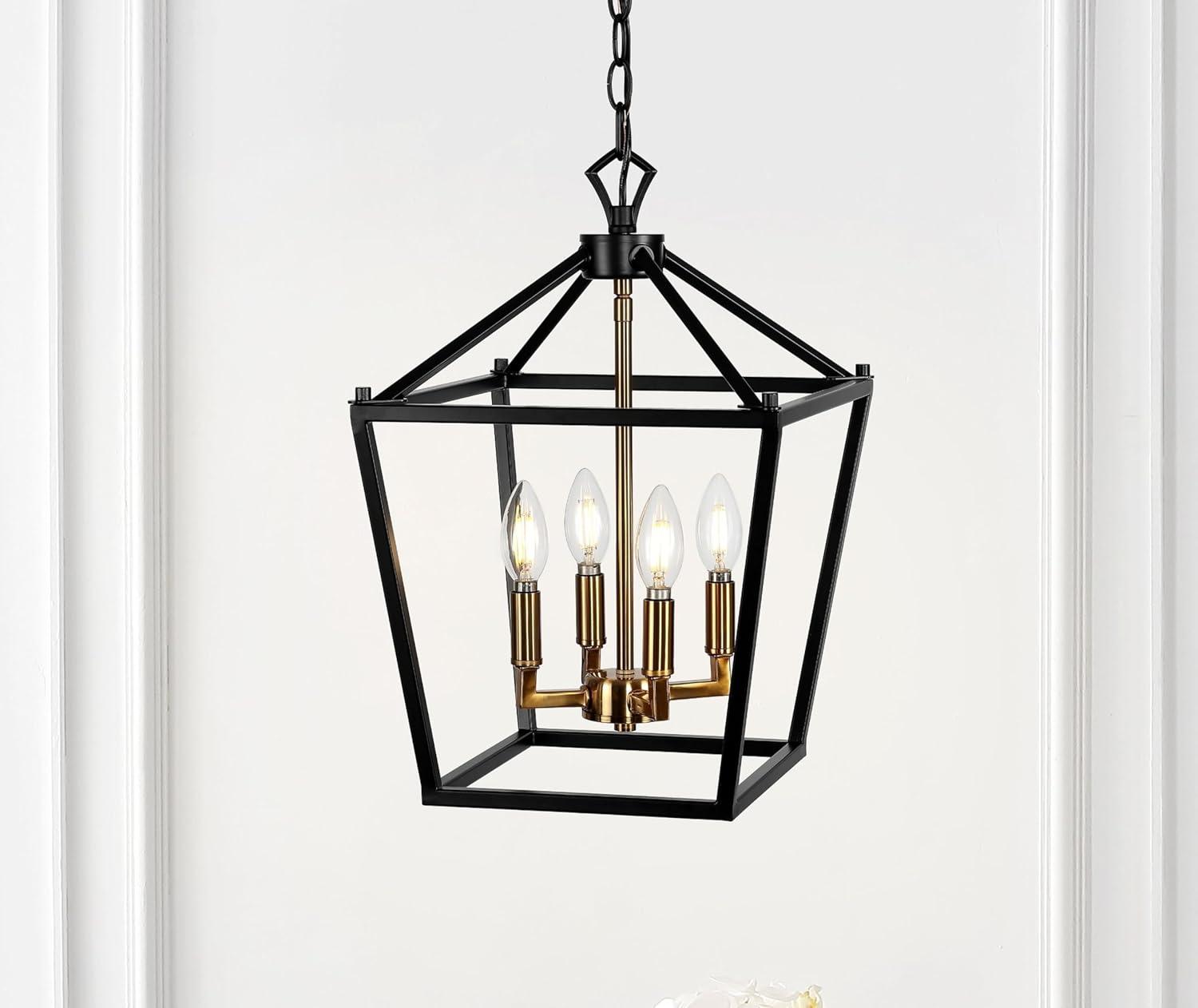 imageJONATHAN Y JYL7601B Pagoda Lantern Dimmable Adjustable Metal LED Pendant Classic Traditional Farmhouse Dining Room Living Room Kitchen Foyer Bedroom Hallway 10 in Antique GoldOil Rubbed BronzeBrass Gold