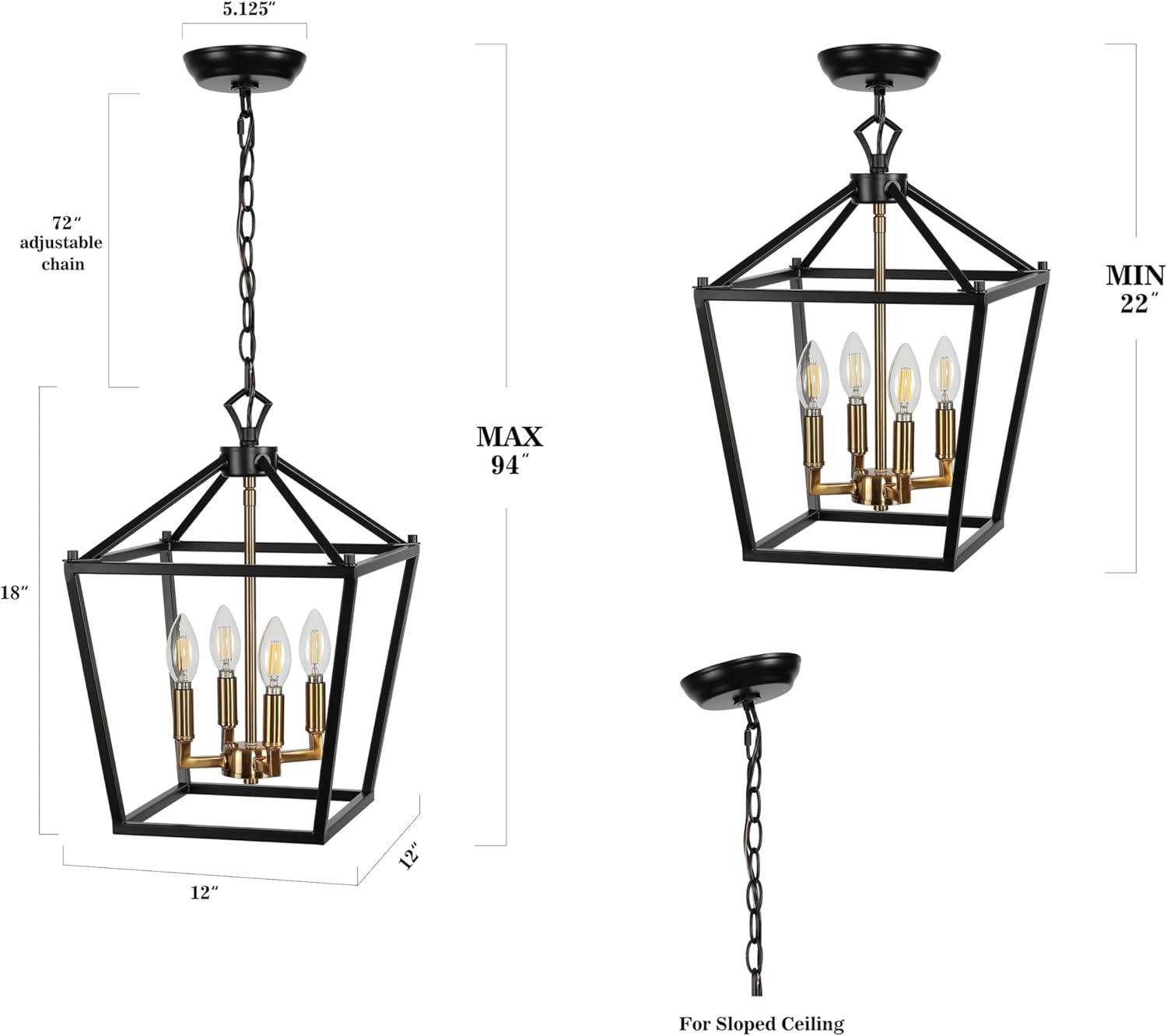 imageJONATHAN Y JYL7601B Pagoda Lantern Dimmable Adjustable Metal LED Pendant Classic Traditional Farmhouse Dining Room Living Room Kitchen Foyer Bedroom Hallway 10 in Antique GoldOil Rubbed BronzeBrass Gold