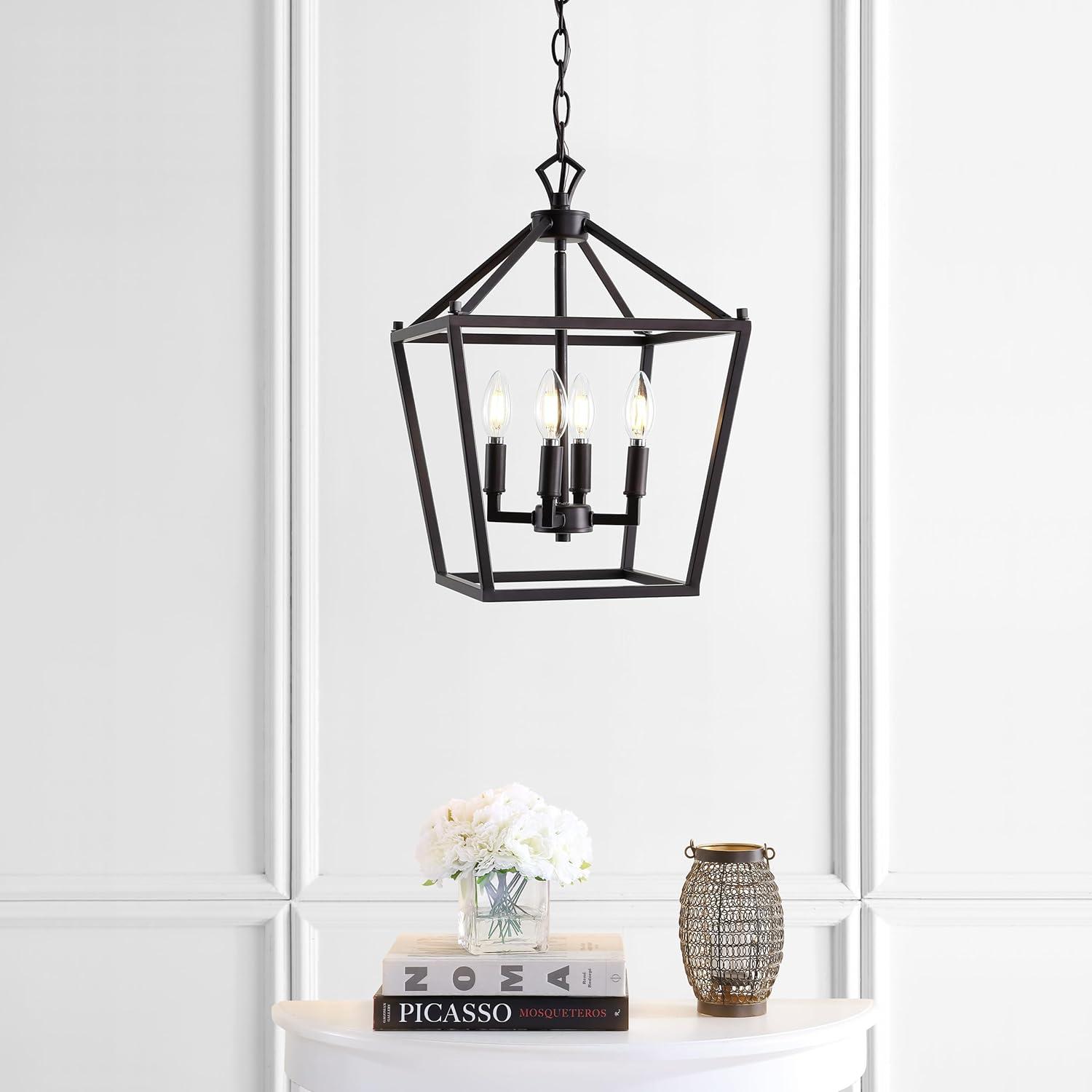 imageJONATHAN Y JYL7601B Pagoda Lantern Dimmable Adjustable Metal LED Pendant Classic Traditional Farmhouse Dining Room Living Room Kitchen Foyer Bedroom Hallway 10 in Antique GoldOilRubbed Bronze