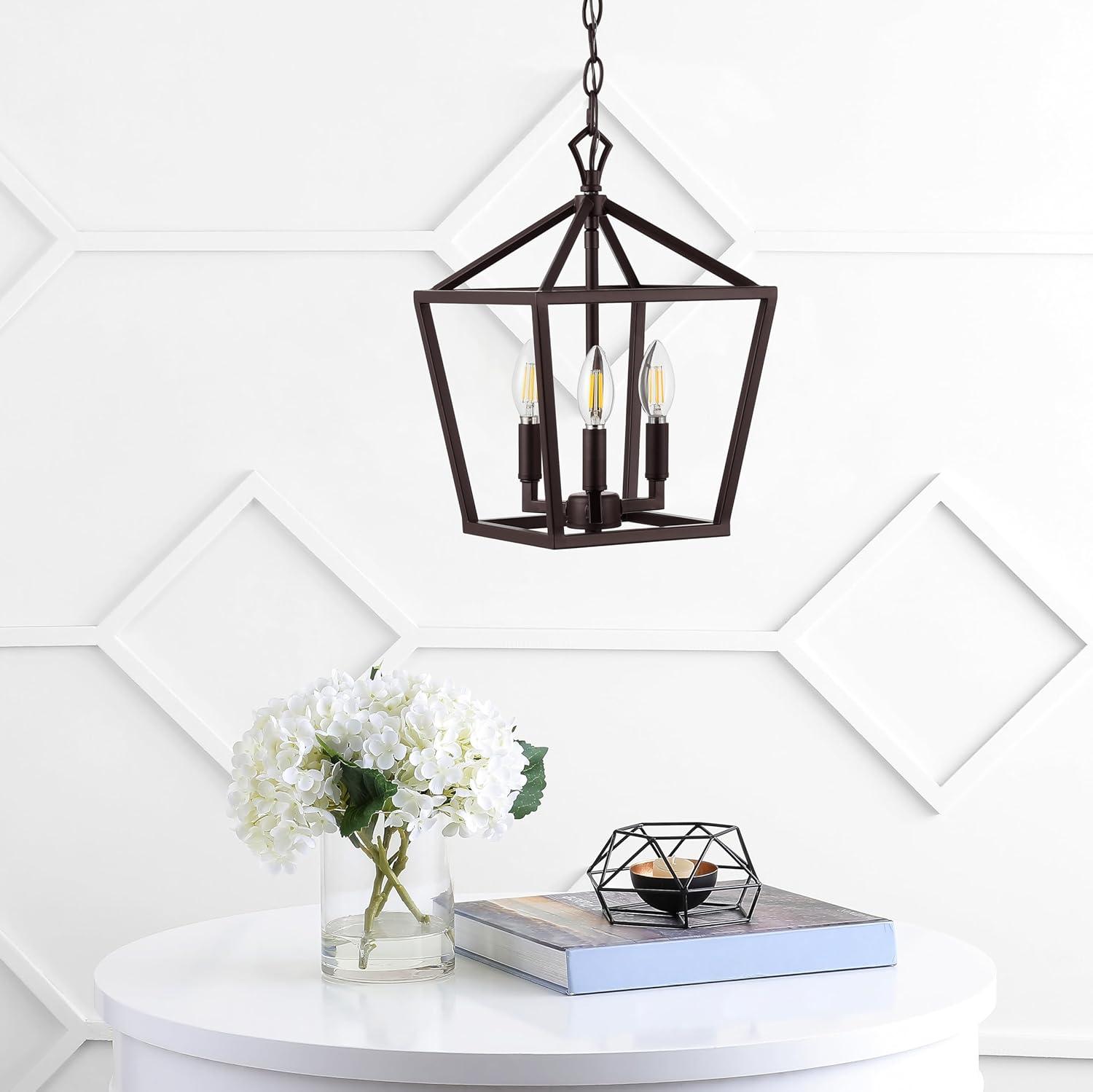 imageJONATHAN Y JYL7601B Pagoda Lantern Dimmable Adjustable Metal LED Pendant Classic Traditional Farmhouse Dining Room Living Room Kitchen Foyer Bedroom Hallway 10 in Antique GoldOilRubbed Bronze