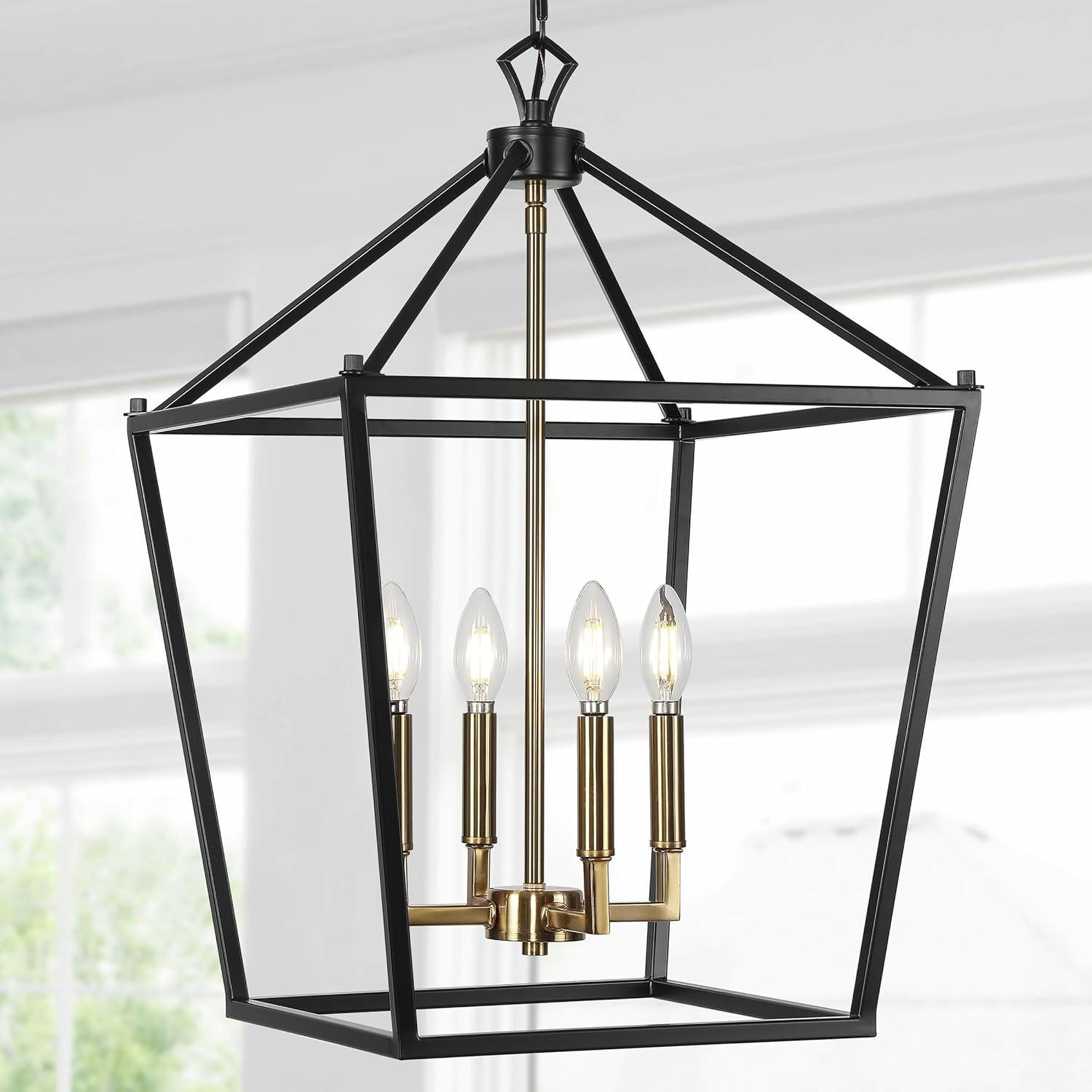 imageJONATHAN Y JYL7601B Pagoda Lantern Dimmable Adjustable Metal LED Pendant Classic Traditional Farmhouse Dining Room Living Room Kitchen Foyer Bedroom Hallway 10 in Antique GoldOil Rubbed BronzeBrass Gold
