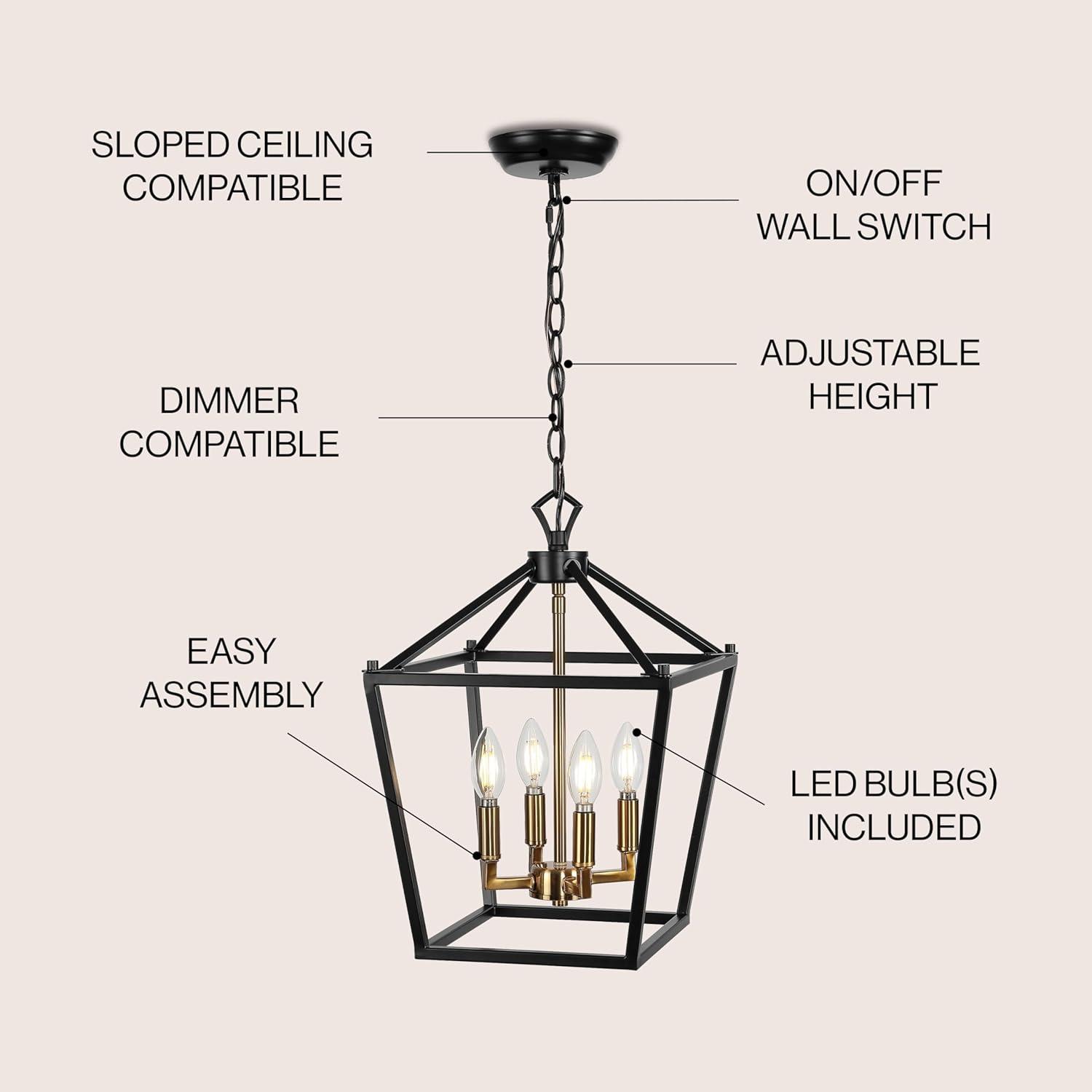 imageJONATHAN Y JYL7601B Pagoda Lantern Dimmable Adjustable Metal LED Pendant Classic Traditional Farmhouse Dining Room Living Room Kitchen Foyer Bedroom Hallway 10 in Antique GoldOil Rubbed BronzeBrass Gold