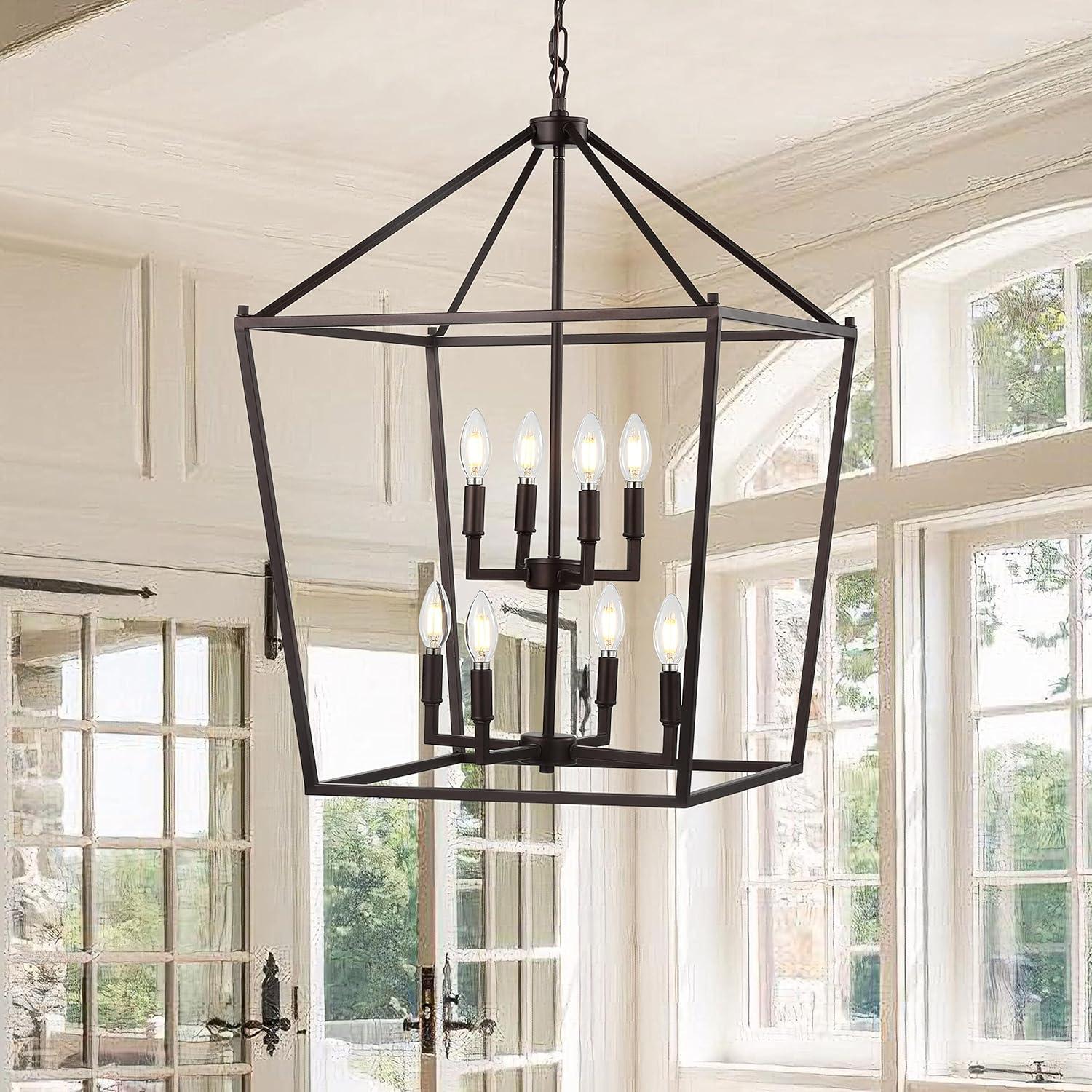 imageJONATHAN Y JYL7601B Pagoda Lantern Dimmable Adjustable Metal LED Pendant Classic Traditional Farmhouse Dining Room Living Room Kitchen Foyer Bedroom Hallway 10 in Antique GoldOilRubbed Bronze