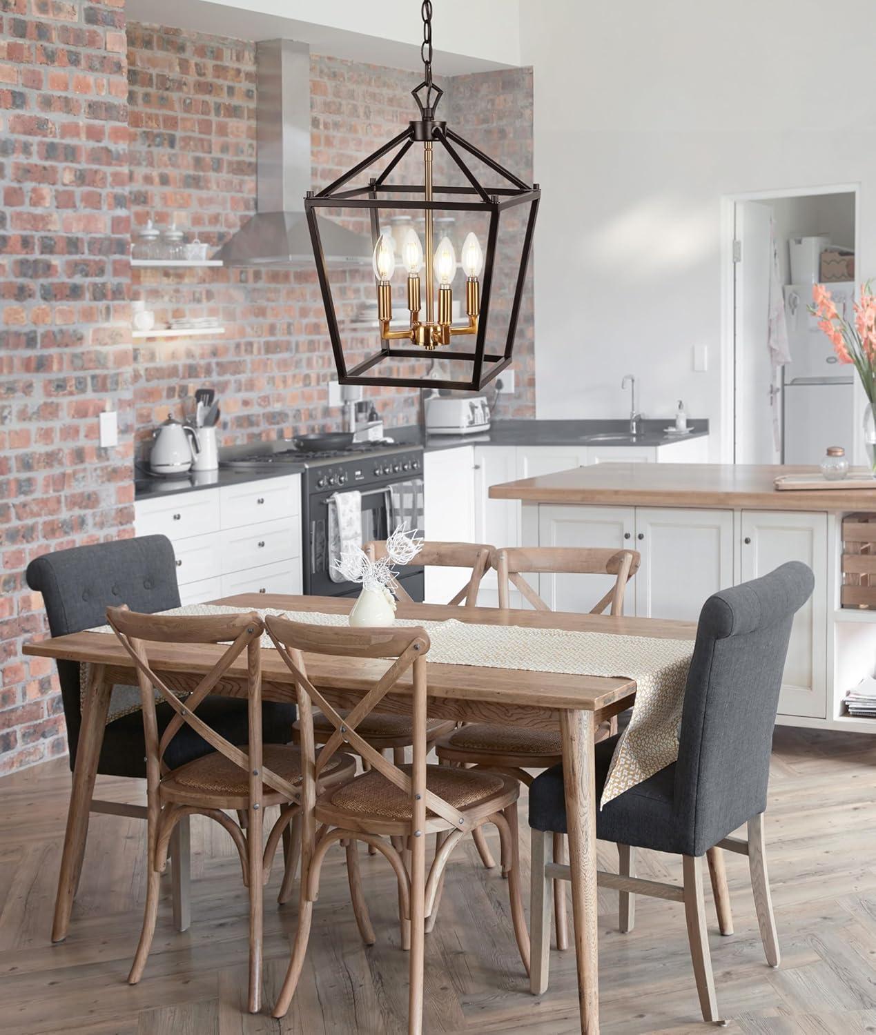 imageJONATHAN Y JYL7601B Pagoda Lantern Dimmable Adjustable Metal LED Pendant Classic Traditional Farmhouse Dining Room Living Room Kitchen Foyer Bedroom Hallway 10 in Antique GoldOil Rubbed BronzeBrass Gold