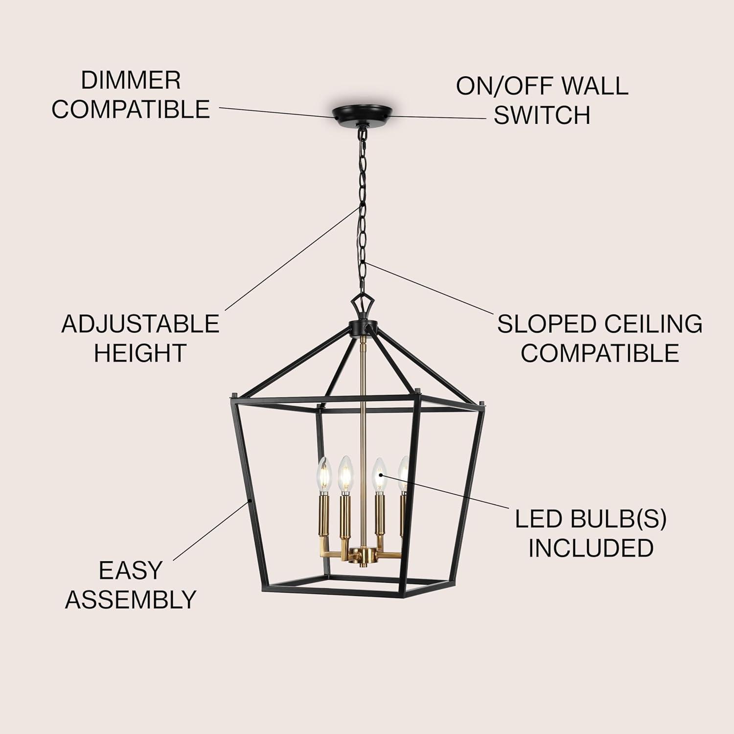 imageJONATHAN Y JYL7601B Pagoda Lantern Dimmable Adjustable Metal LED Pendant Classic Traditional Farmhouse Dining Room Living Room Kitchen Foyer Bedroom Hallway 10 in Antique GoldOil Rubbed BronzeBrass Gold