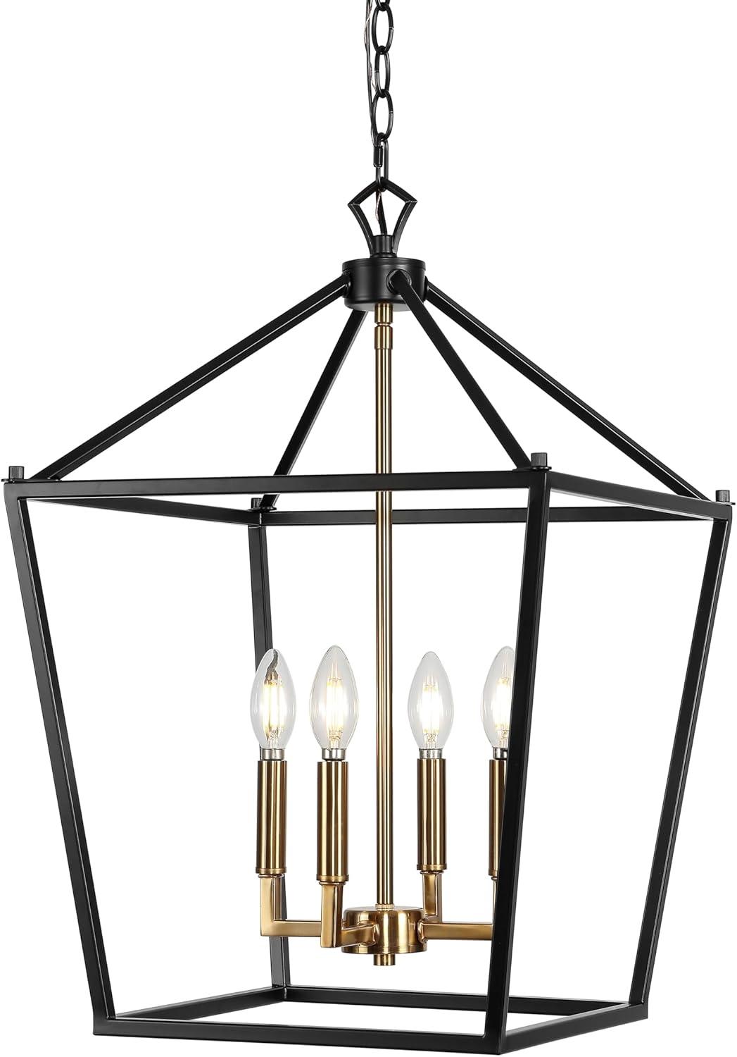 imageJONATHAN Y JYL7601B Pagoda Lantern Dimmable Adjustable Metal LED Pendant Classic Traditional Farmhouse Dining Room Living Room Kitchen Foyer Bedroom Hallway 10 in Antique GoldOil Rubbed BronzeBrass Gold