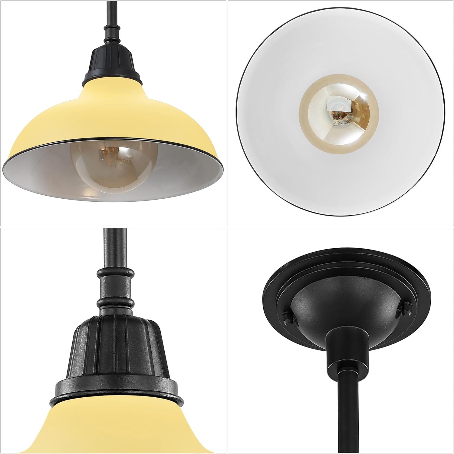 imageJONATHAN Y JYL7611K Jasper 1225quot 1Light Farmhouse Industrial IndoorOutdoor Iron LED Pendant Modern Rustic Coastal Cottage Traditional Patio Porch Living Room Entryway Matte Silver BlueMatte Yellow