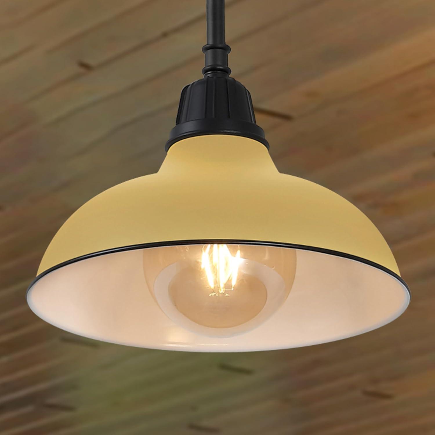 imageJONATHAN Y JYL7611K Jasper 1225quot 1Light Farmhouse Industrial IndoorOutdoor Iron LED Pendant Modern Rustic Coastal Cottage Traditional Patio Porch Living Room Entryway Matte Silver BlueMatte Yellow