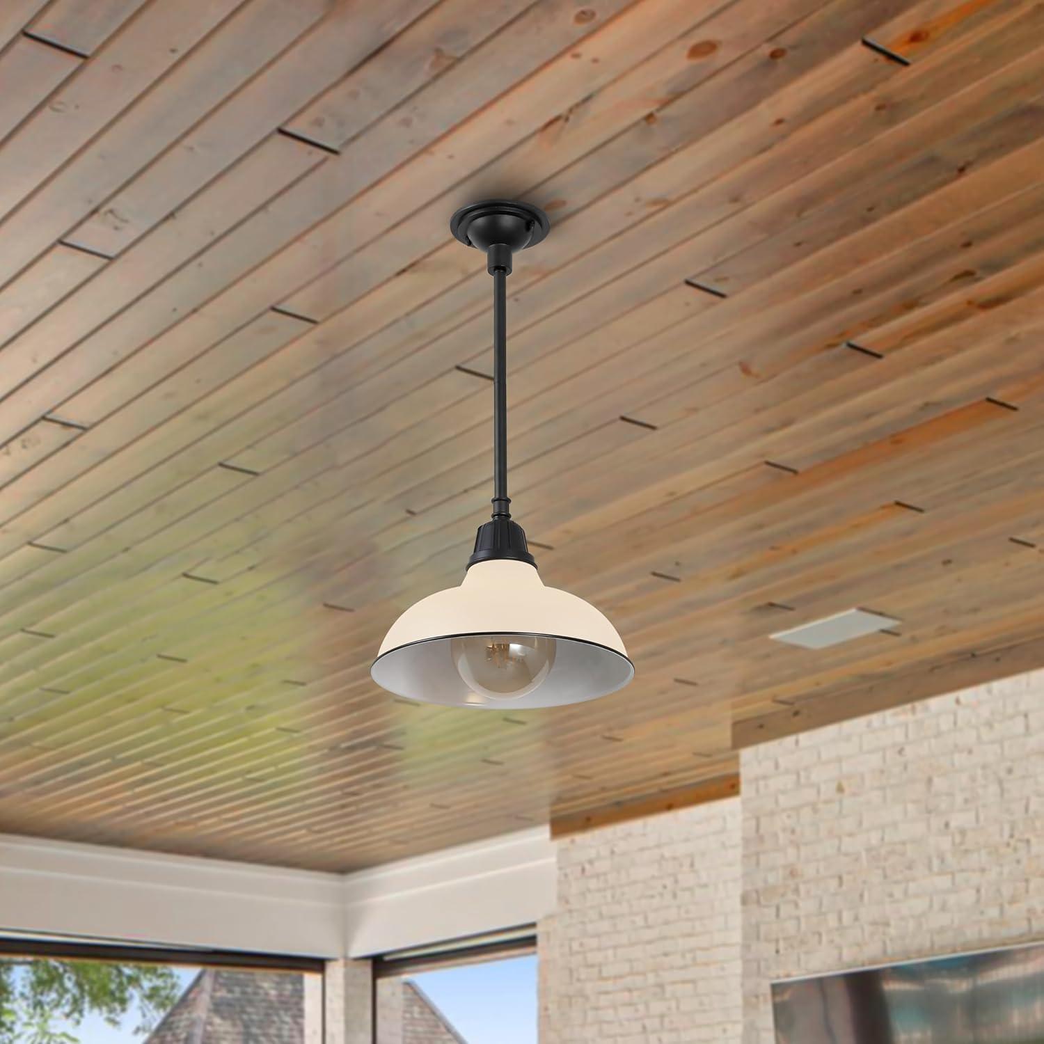 imageJONATHAN Y JYL7611K Jasper 1225quot 1Light Farmhouse Industrial IndoorOutdoor Iron LED Pendant Modern Rustic Coastal Cottage Traditional Patio Porch Living Room Entryway Matte Silver BlueMatte Almond