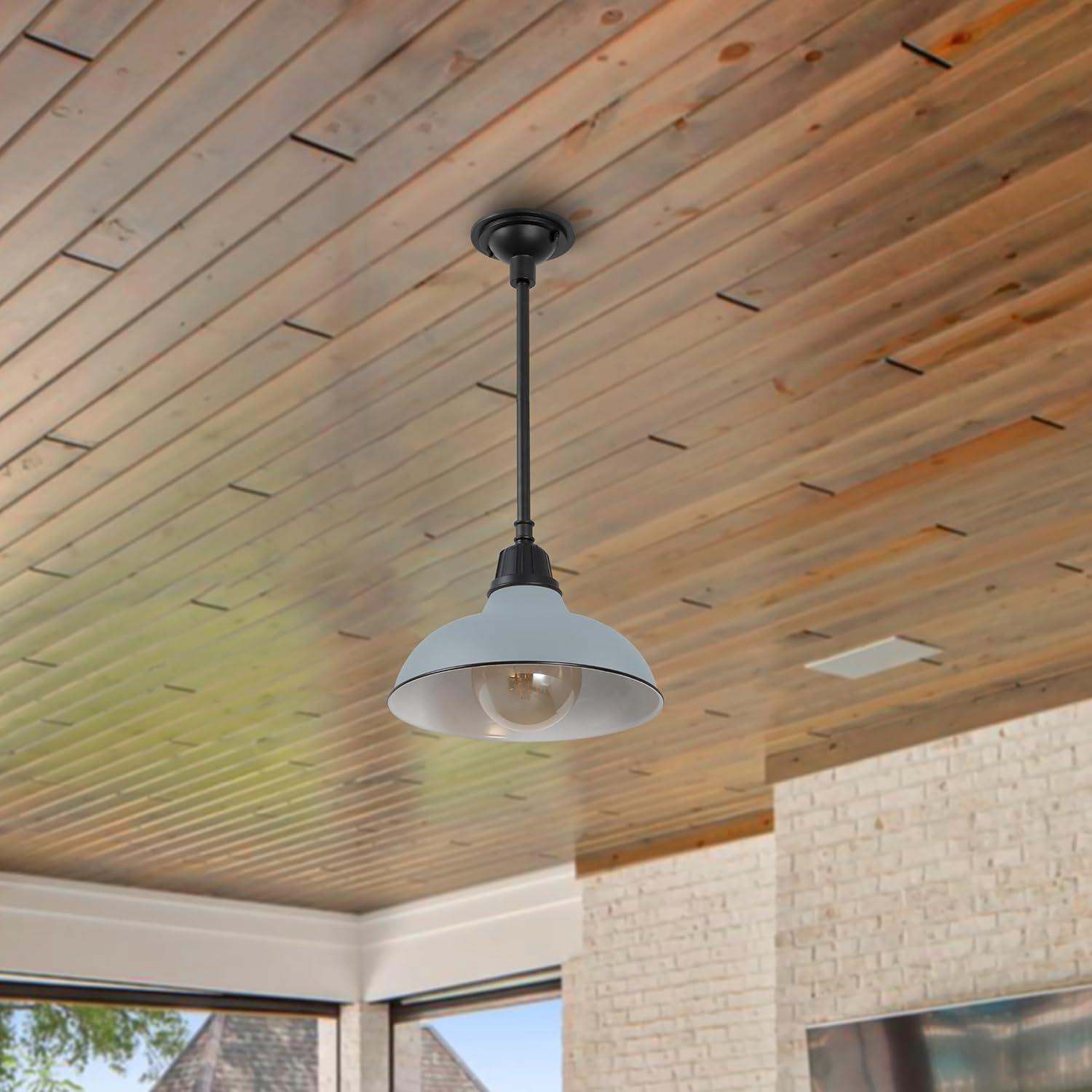 imageJONATHAN Y JYL7611K Jasper 1225quot 1Light Farmhouse Industrial IndoorOutdoor Iron LED Pendant Modern Rustic Coastal Cottage Traditional Patio Porch Living Room Entryway Matte Silver BlueMatte Silver Blue