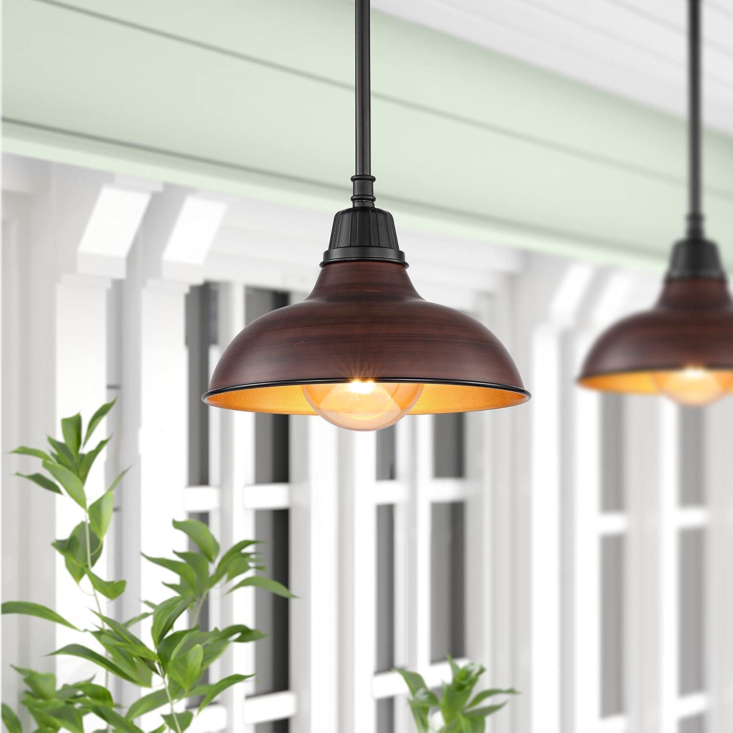 imageJONATHAN Y JYL7611K Jasper 1225quot 1Light Farmhouse Industrial IndoorOutdoor Iron LED Pendant Modern Rustic Coastal Cottage Traditional Patio Porch Living Room Entryway Matte Silver BlueWood FinishBlack