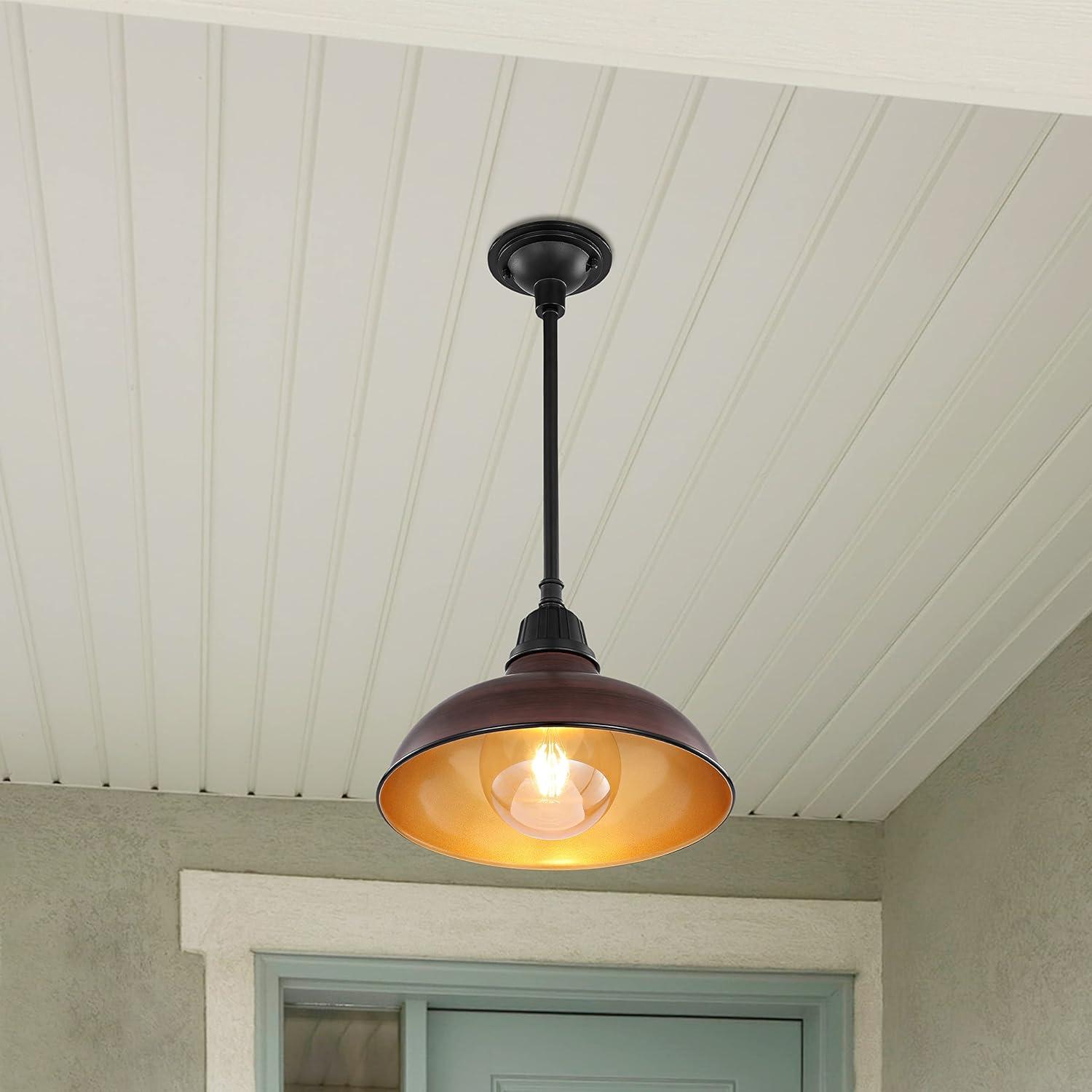 imageJONATHAN Y JYL7611K Jasper 1225quot 1Light Farmhouse Industrial IndoorOutdoor Iron LED Pendant Modern Rustic Coastal Cottage Traditional Patio Porch Living Room Entryway Matte Silver BlueWood FinishBlack