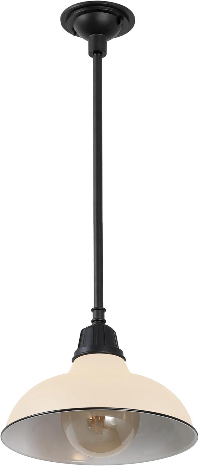 imageJONATHAN Y JYL7611K Jasper 1225quot 1Light Farmhouse Industrial IndoorOutdoor Iron LED Pendant Modern Rustic Coastal Cottage Traditional Patio Porch Living Room Entryway Matte Silver BlueMatte Almond