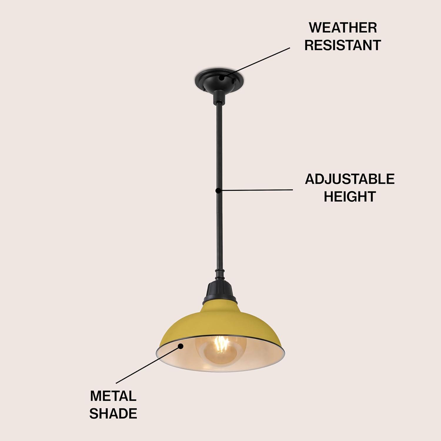 imageJONATHAN Y JYL7611K Jasper 1225quot 1Light Farmhouse Industrial IndoorOutdoor Iron LED Pendant Modern Rustic Coastal Cottage Traditional Patio Porch Living Room Entryway Matte Silver BlueMatte Yellow