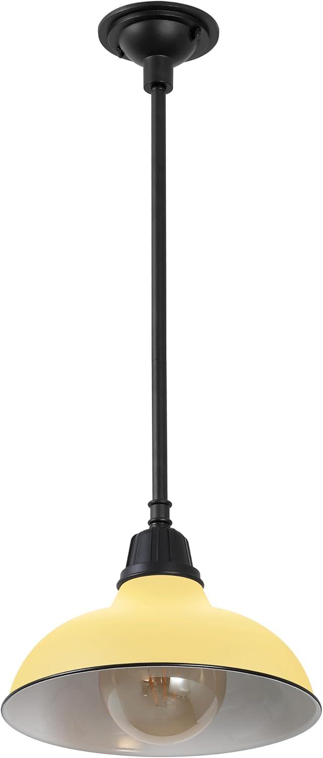 imageJONATHAN Y JYL7611K Jasper 1225quot 1Light Farmhouse Industrial IndoorOutdoor Iron LED Pendant Modern Rustic Coastal Cottage Traditional Patio Porch Living Room Entryway Matte Silver BlueMatte Yellow