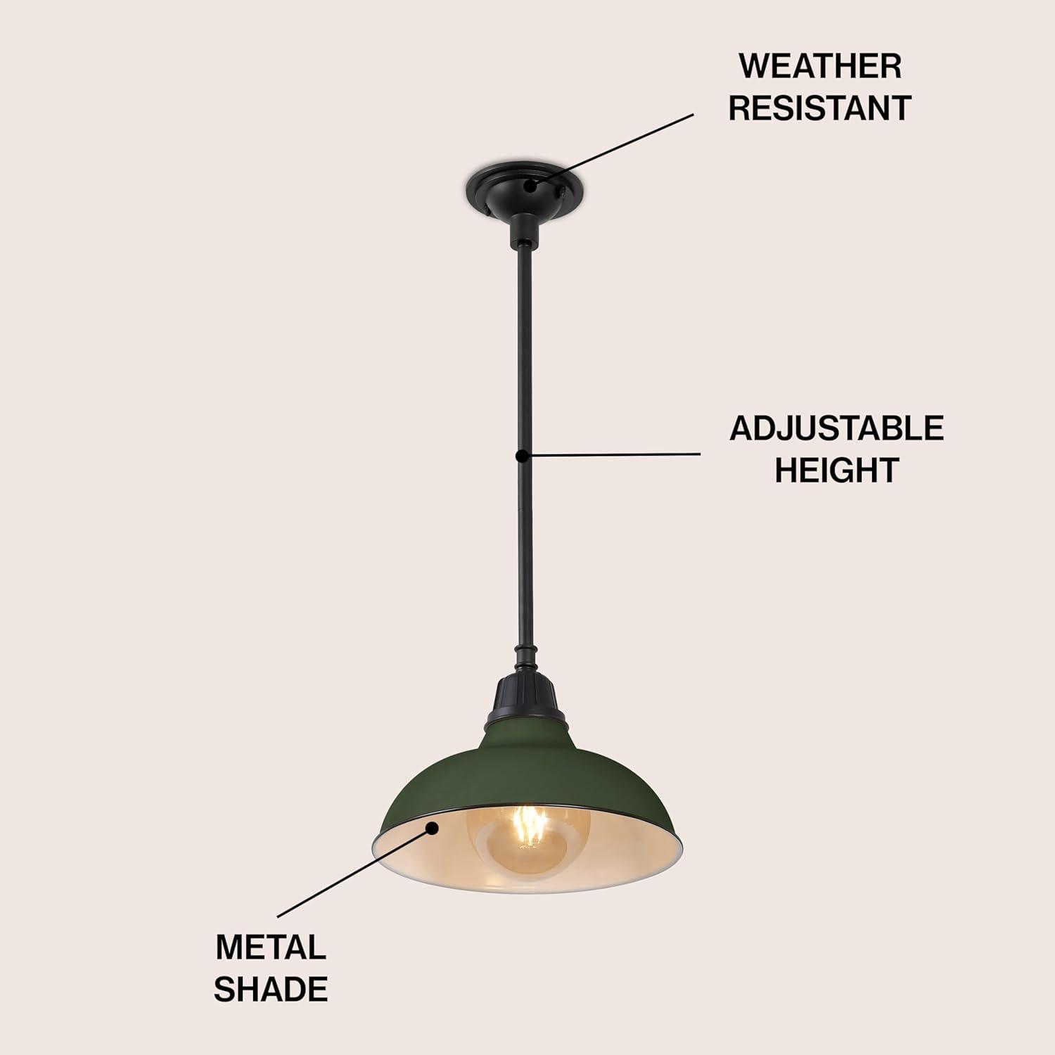imageJONATHAN Y JYL7611K Jasper 1225quot 1Light Farmhouse Industrial IndoorOutdoor Iron LED Pendant Modern Rustic Coastal Cottage Traditional Patio Porch Living Room Entryway Matte Silver BlueMatte Olive Green