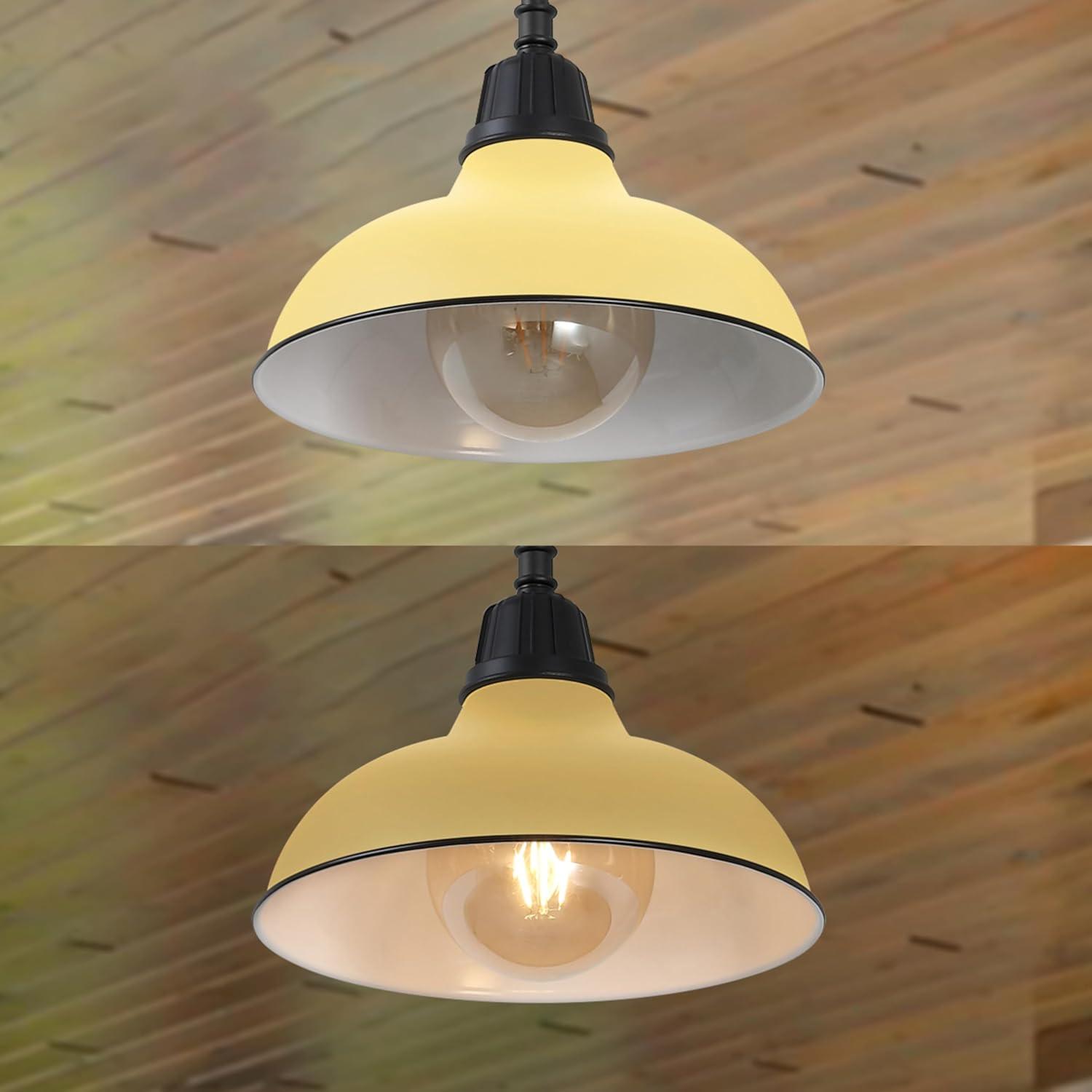 imageJONATHAN Y JYL7611K Jasper 1225quot 1Light Farmhouse Industrial IndoorOutdoor Iron LED Pendant Modern Rustic Coastal Cottage Traditional Patio Porch Living Room Entryway Matte Silver BlueMatte Yellow