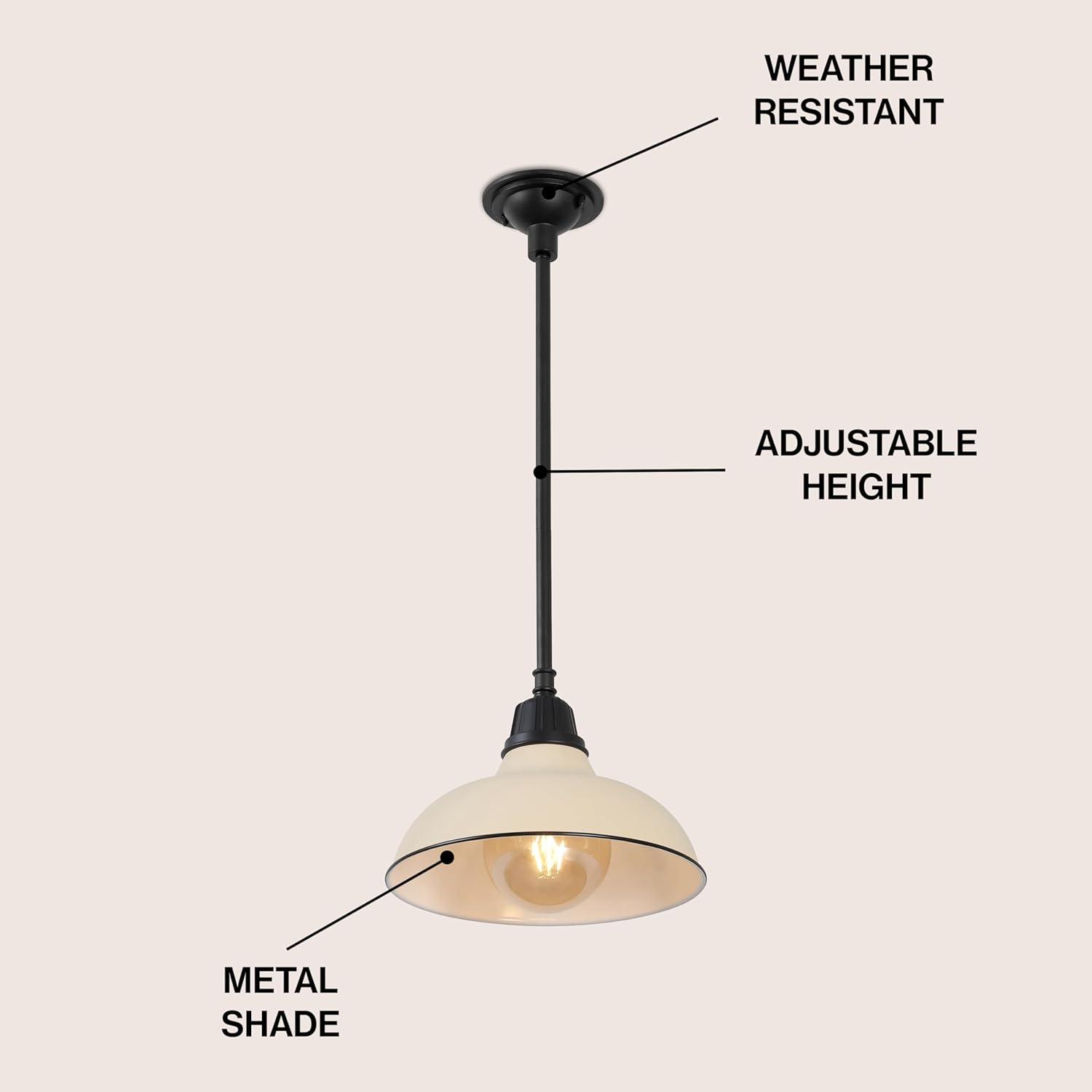 imageJONATHAN Y JYL7611K Jasper 1225quot 1Light Farmhouse Industrial IndoorOutdoor Iron LED Pendant Modern Rustic Coastal Cottage Traditional Patio Porch Living Room Entryway Matte Silver BlueMatte Almond