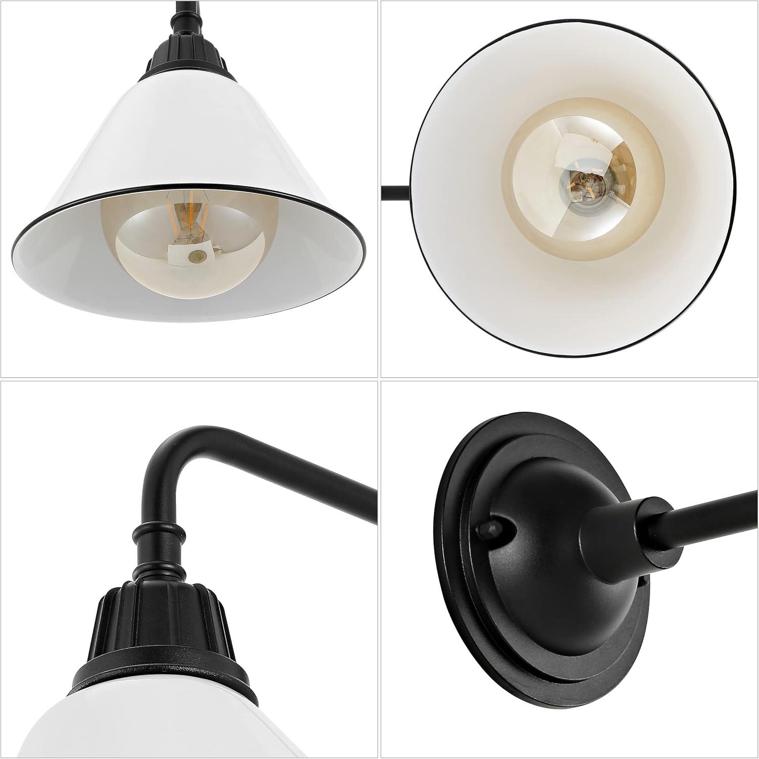 imageJONATHAN Y JYL7612G Croydon 963quot 1Light Farmhouse Industrial IndoorOutdoor Iron LED Gooseneck Arm Outdoor Sconce Metal Bell Shade Vintage Cottage Rustic Porch Patio Yard Barn Wood FinishCopperWhiteBlack