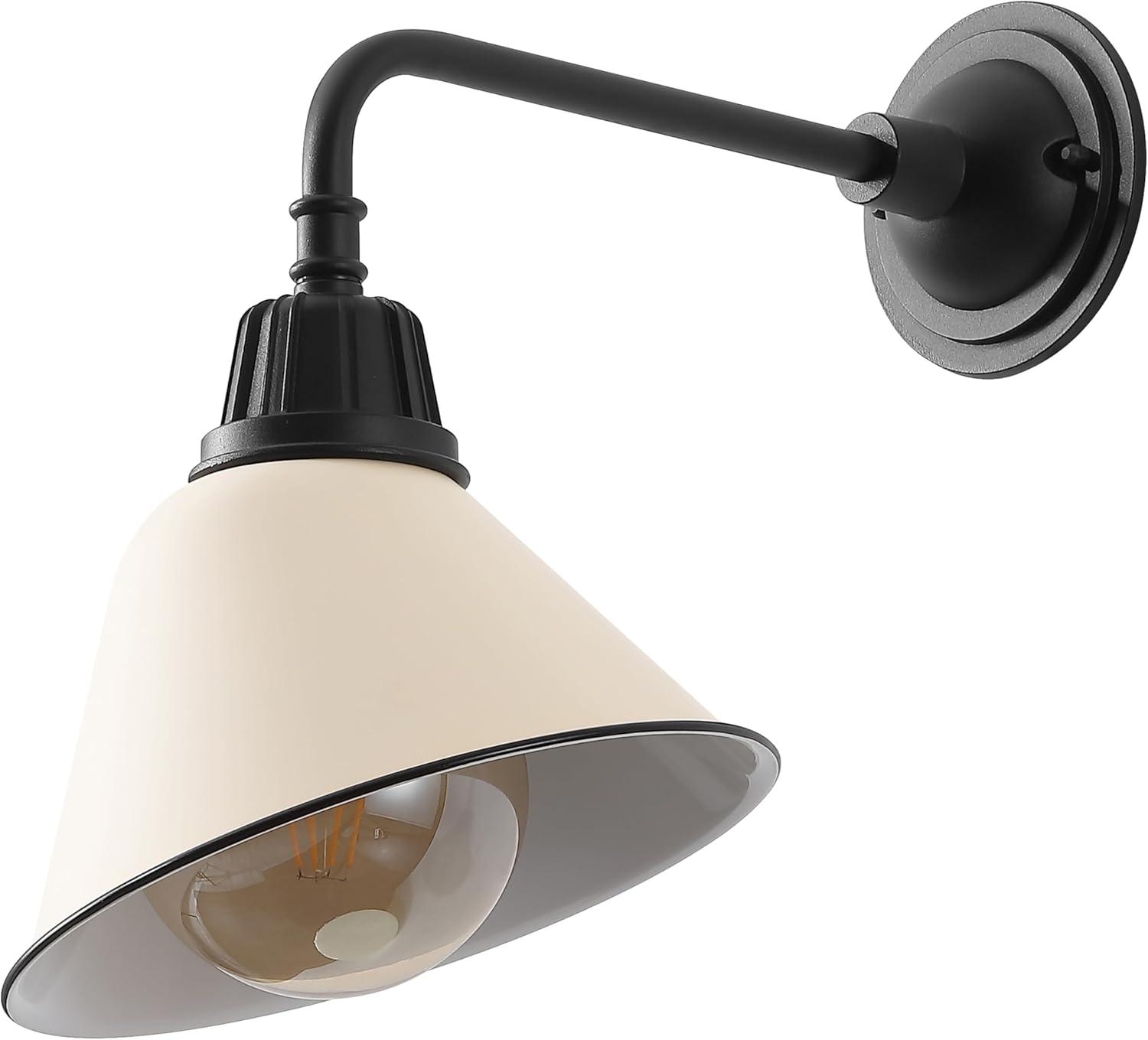 imageJONATHAN Y JYL7612G Croydon 963quot 1Light Farmhouse Industrial IndoorOutdoor Iron LED Gooseneck Arm Outdoor Sconce Metal Bell Shade Vintage Cottage Rustic Porch Patio Yard Barn Wood FinishCopperMatte AlmondBlack