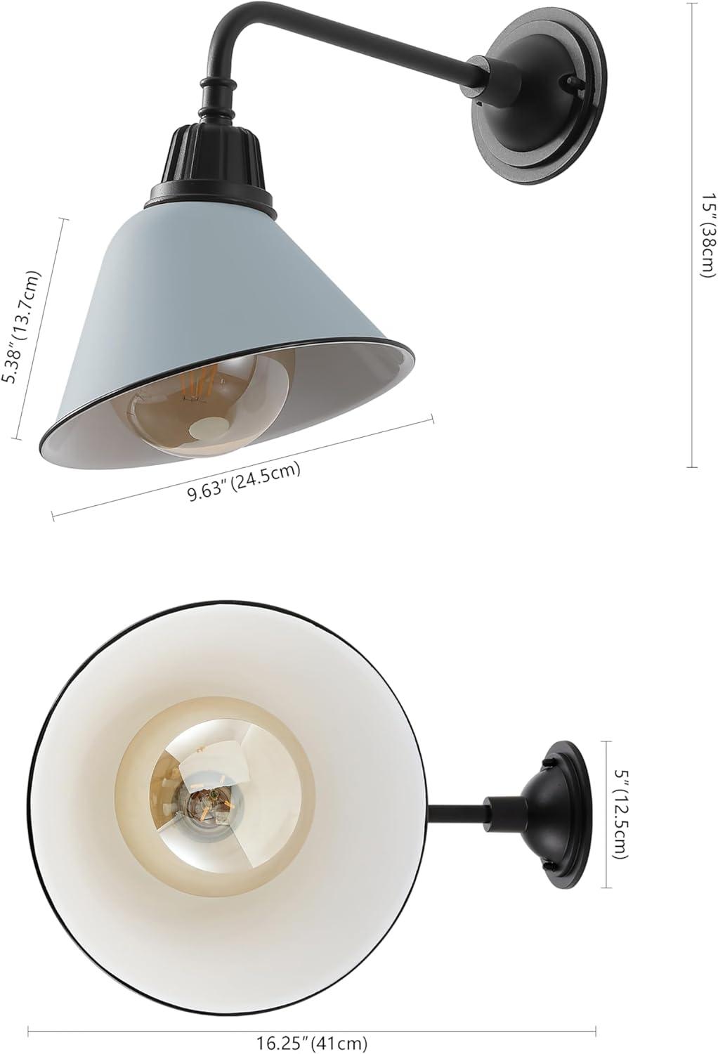 imageJONATHAN Y JYL7612G Croydon 963quot 1Light Farmhouse Industrial IndoorOutdoor Iron LED Gooseneck Arm Outdoor Sconce Metal Bell Shade Vintage Cottage Rustic Porch Patio Yard Barn Wood FinishCopperMatte Silver BlueBlack