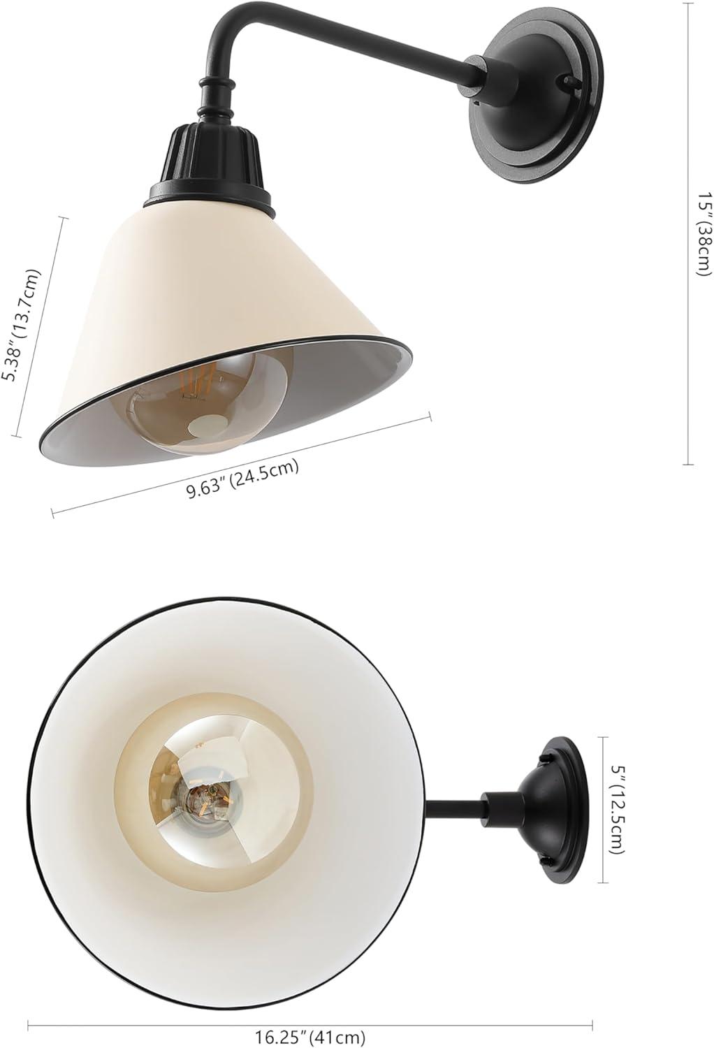 imageJONATHAN Y JYL7612G Croydon 963quot 1Light Farmhouse Industrial IndoorOutdoor Iron LED Gooseneck Arm Outdoor Sconce Metal Bell Shade Vintage Cottage Rustic Porch Patio Yard Barn Wood FinishCopperMatte AlmondBlack