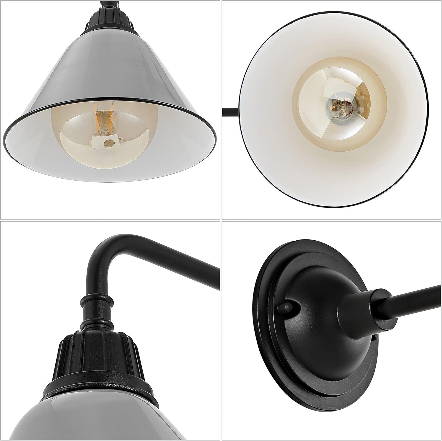 imageJONATHAN Y JYL7612G Croydon 963quot 1Light Farmhouse Industrial IndoorOutdoor Iron LED Gooseneck Arm Outdoor Sconce Metal Bell Shade Vintage Cottage Rustic Porch Patio Yard Barn Wood FinishCopperGrayBlack