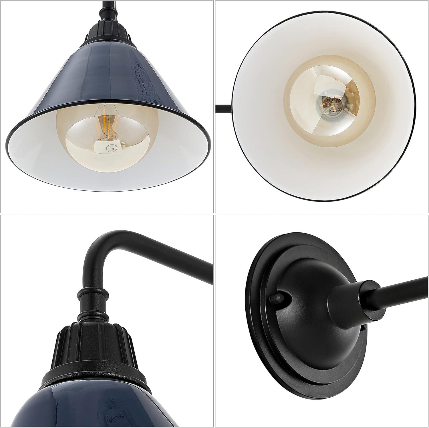 imageJONATHAN Y JYL7612G Croydon 963quot 1Light Farmhouse Industrial IndoorOutdoor Iron LED Gooseneck Arm Outdoor Sconce Metal Bell Shade Vintage Cottage Rustic Porch Patio Yard Barn Wood FinishCopperNavyBlack