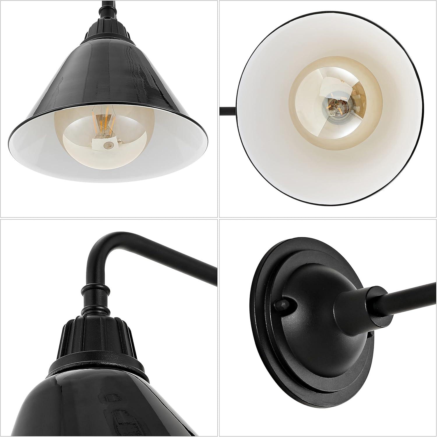 imageJONATHAN Y JYL7612G Croydon 963quot 1Light Farmhouse Industrial IndoorOutdoor Iron LED Gooseneck Arm Outdoor Sconce Metal Bell Shade Vintage Cottage Rustic Porch Patio Yard Barn Wood FinishCopperBlack