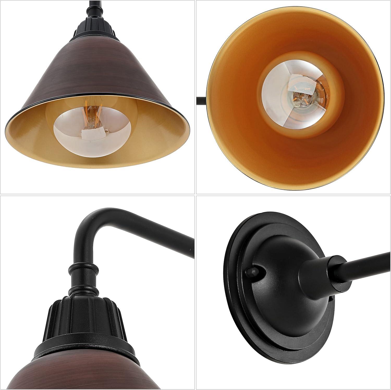 imageJONATHAN Y JYL7612G Croydon 963quot 1Light Farmhouse Industrial IndoorOutdoor Iron LED Gooseneck Arm Outdoor Sconce Metal Bell Shade Vintage Cottage Rustic Porch Patio Yard Barn Wood FinishCopperWood FinishBlack