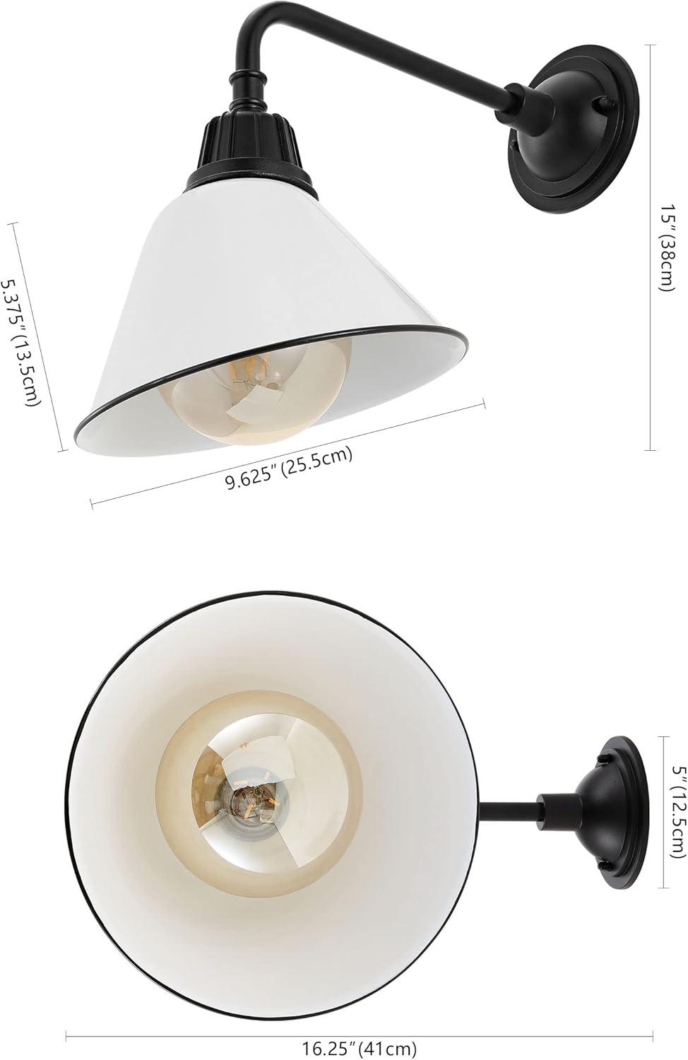 imageJONATHAN Y JYL7612G Croydon 963quot 1Light Farmhouse Industrial IndoorOutdoor Iron LED Gooseneck Arm Outdoor Sconce Metal Bell Shade Vintage Cottage Rustic Porch Patio Yard Barn Wood FinishCopperWhiteBlack