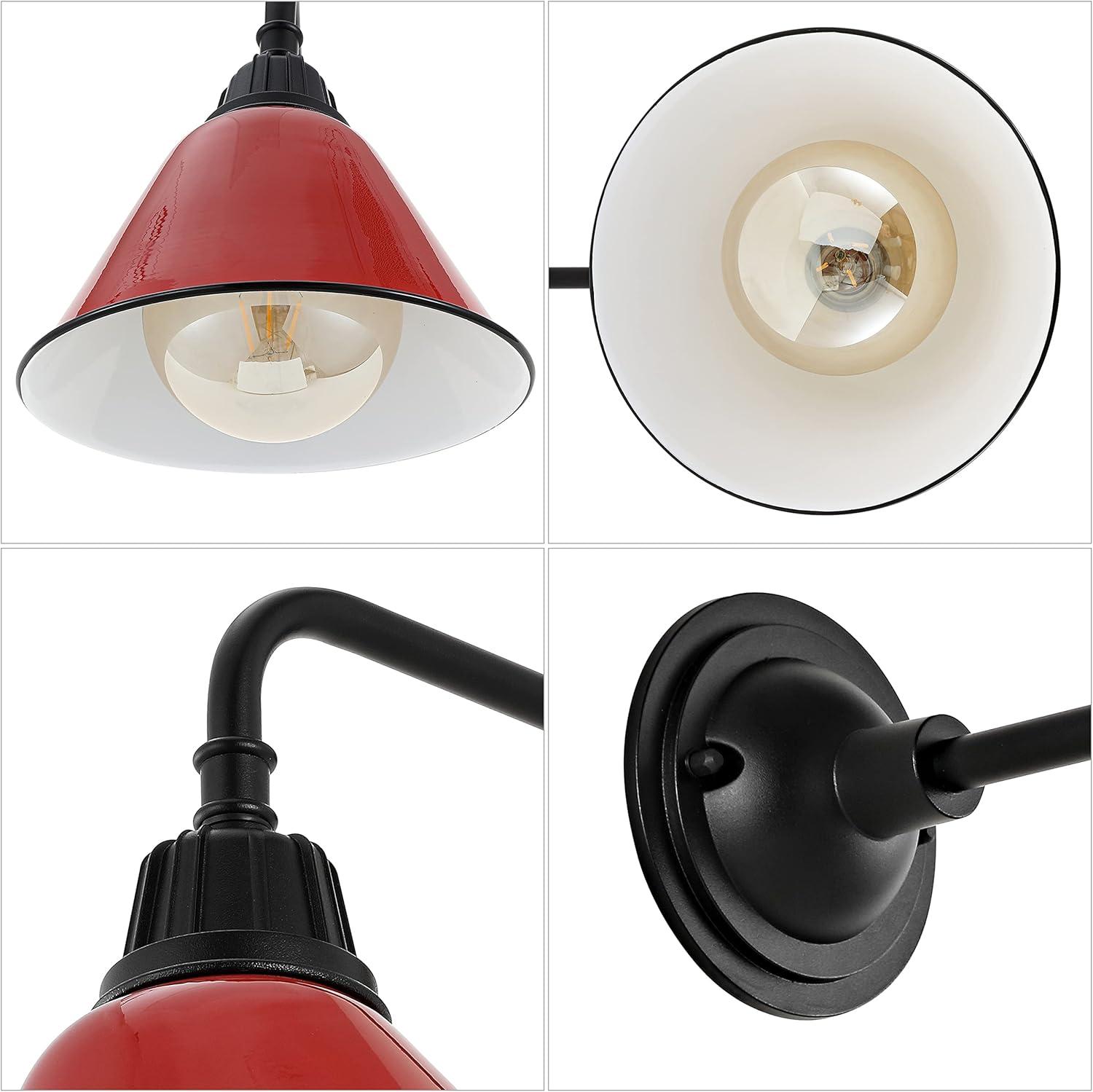 imageJONATHAN Y JYL7612G Croydon 963quot 1Light Farmhouse Industrial IndoorOutdoor Iron LED Gooseneck Arm Outdoor Sconce Metal Bell Shade Vintage Cottage Rustic Porch Patio Yard Barn Wood FinishCopperRedBlack