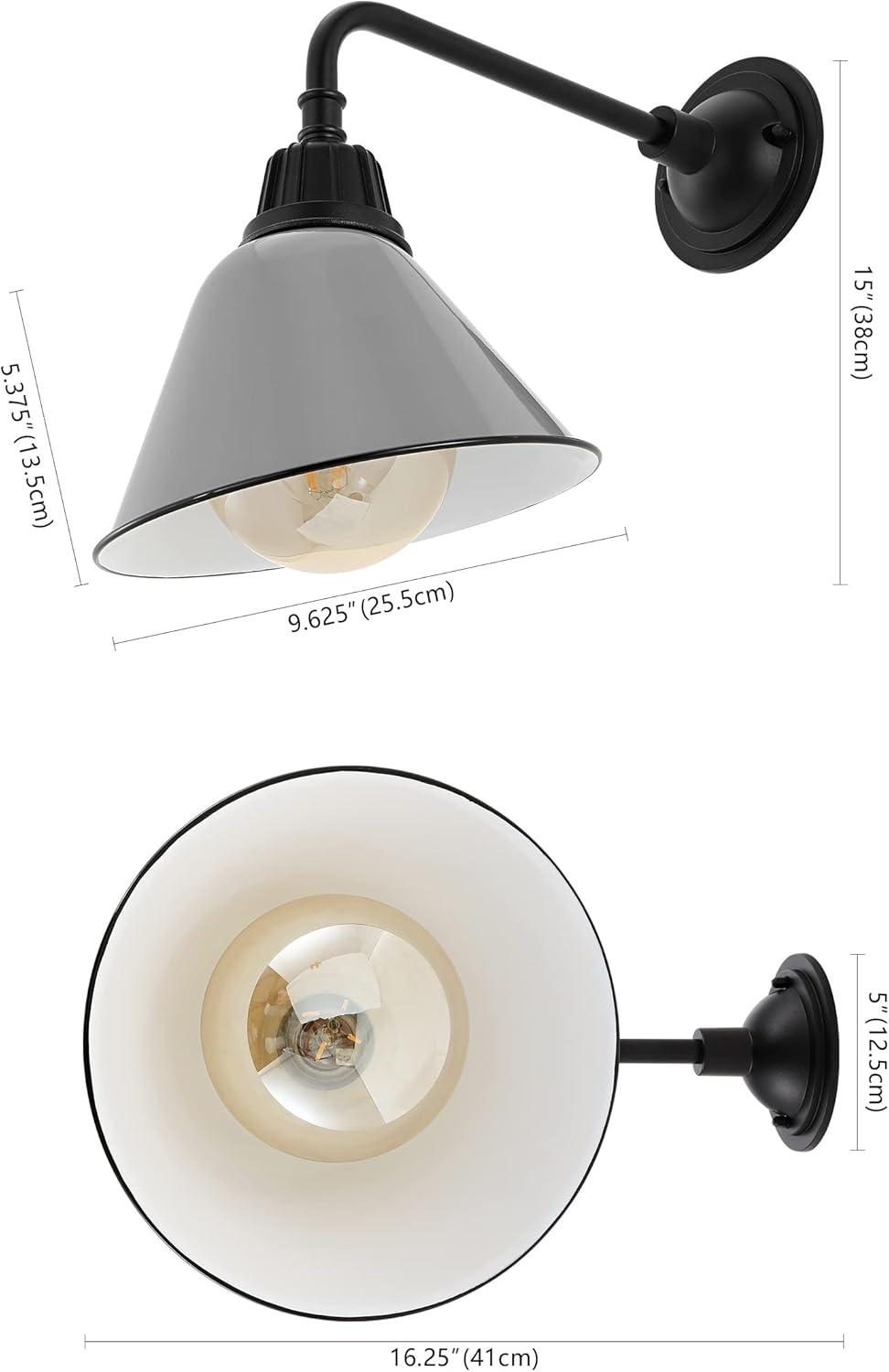 imageJONATHAN Y JYL7612G Croydon 963quot 1Light Farmhouse Industrial IndoorOutdoor Iron LED Gooseneck Arm Outdoor Sconce Metal Bell Shade Vintage Cottage Rustic Porch Patio Yard Barn Wood FinishCopperGrayBlack