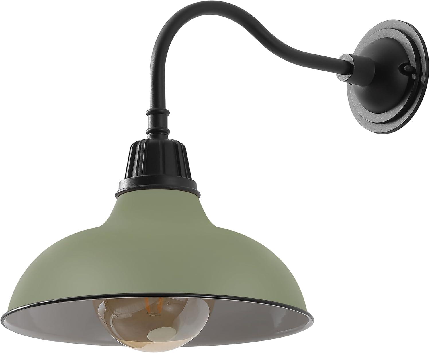 imageJONATHAN Y JYL7613I Aurora 1225quot 1Light Farmhouse Industrial IndoorOutdoor Iron LED Gooseneck Arm Outdoor Sconce for Entryway Lobby Kitchen Bathroom Bedroom Living Room Hallway Matte Olive GreenMatte Olive GreenBlack