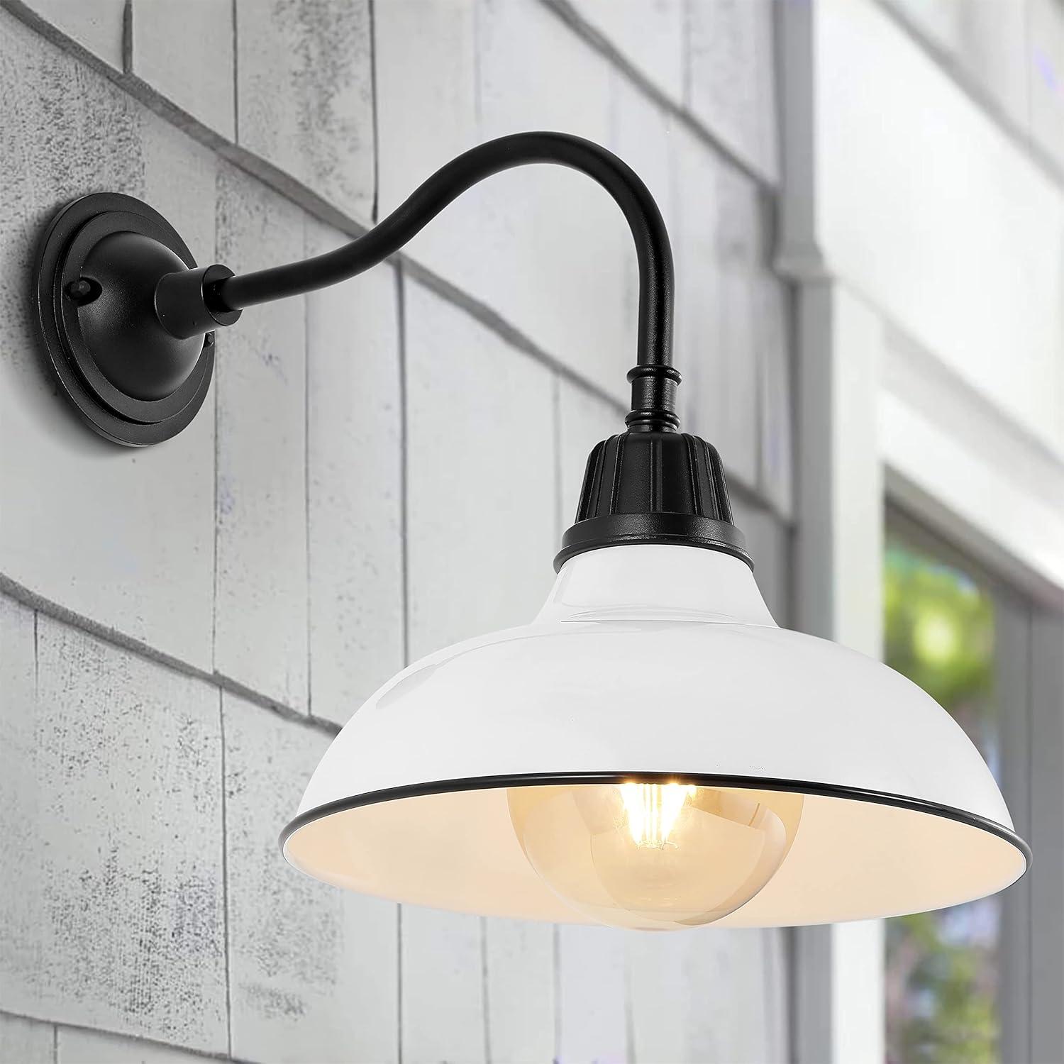 imageJONATHAN Y JYL7613I Aurora 1225quot 1Light Farmhouse Industrial IndoorOutdoor Iron LED Gooseneck Arm Outdoor Sconce for Entryway Lobby Kitchen Bathroom Bedroom Living Room Hallway Matte Olive GreenWhiteBlack