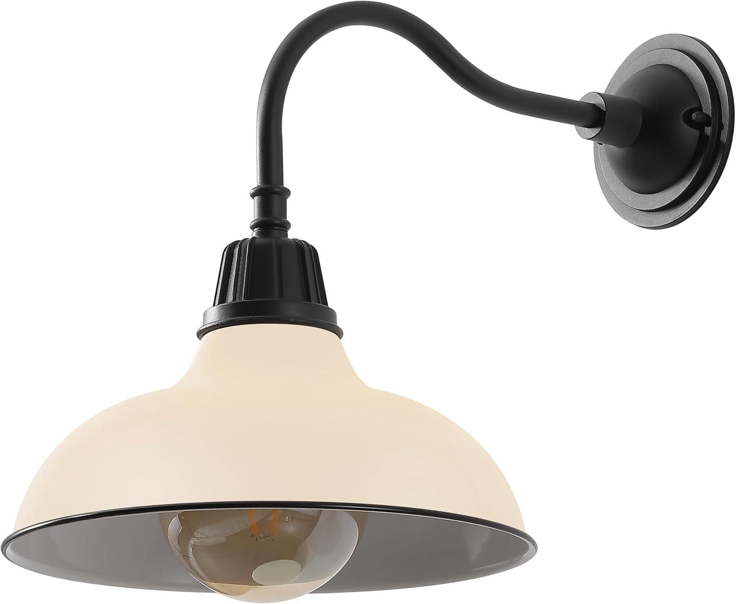 imageJONATHAN Y JYL7613I Aurora 1225quot 1Light Farmhouse Industrial IndoorOutdoor Iron LED Gooseneck Arm Outdoor Sconce for Entryway Lobby Kitchen Bathroom Bedroom Living Room Hallway Matte Olive GreenMatte AlmondBlack