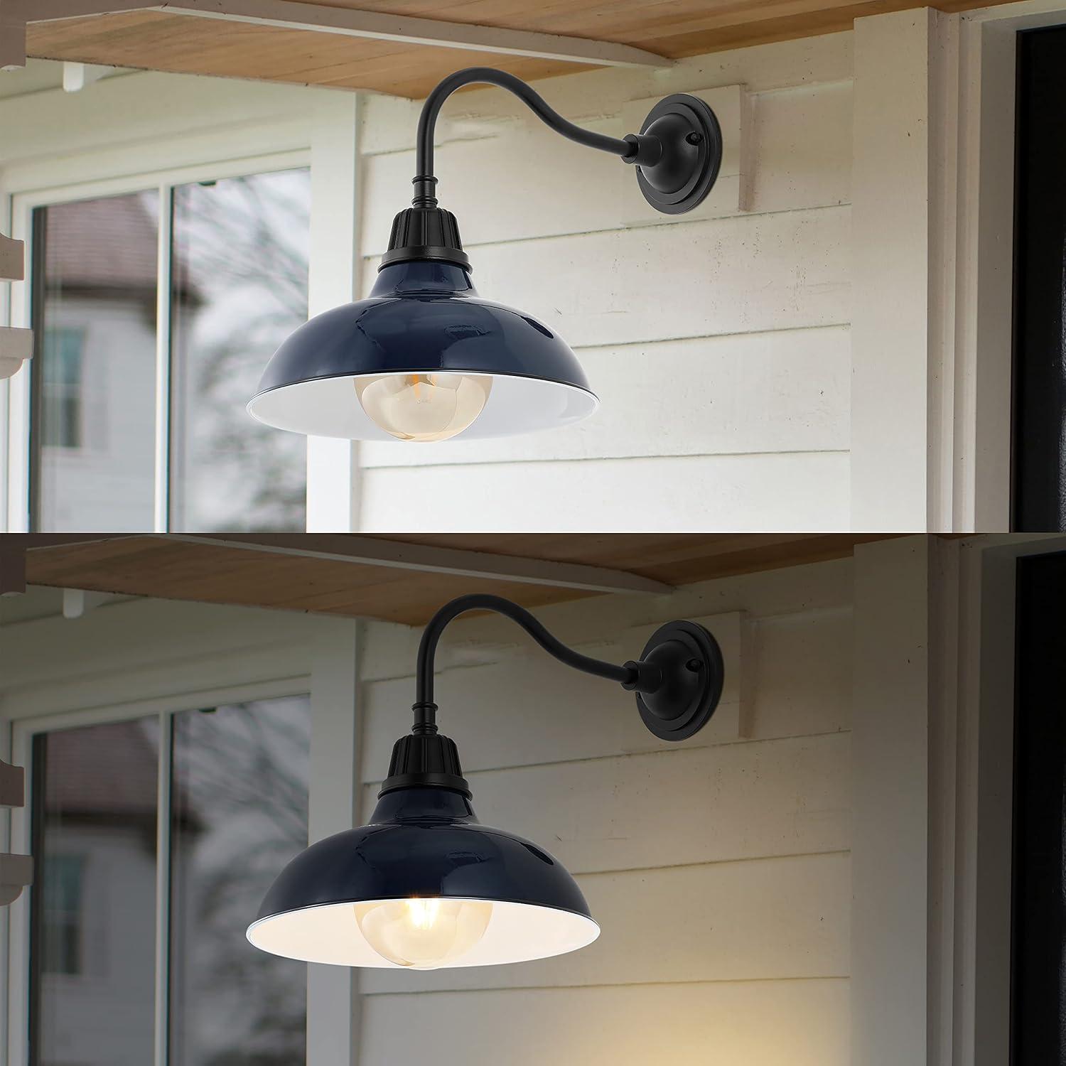 imageJONATHAN Y JYL7613I Aurora 1225quot 1Light Farmhouse Industrial IndoorOutdoor Iron LED Gooseneck Arm Outdoor Sconce for Entryway Lobby Kitchen Bathroom Bedroom Living Room Hallway Matte Olive GreenNavyBlack