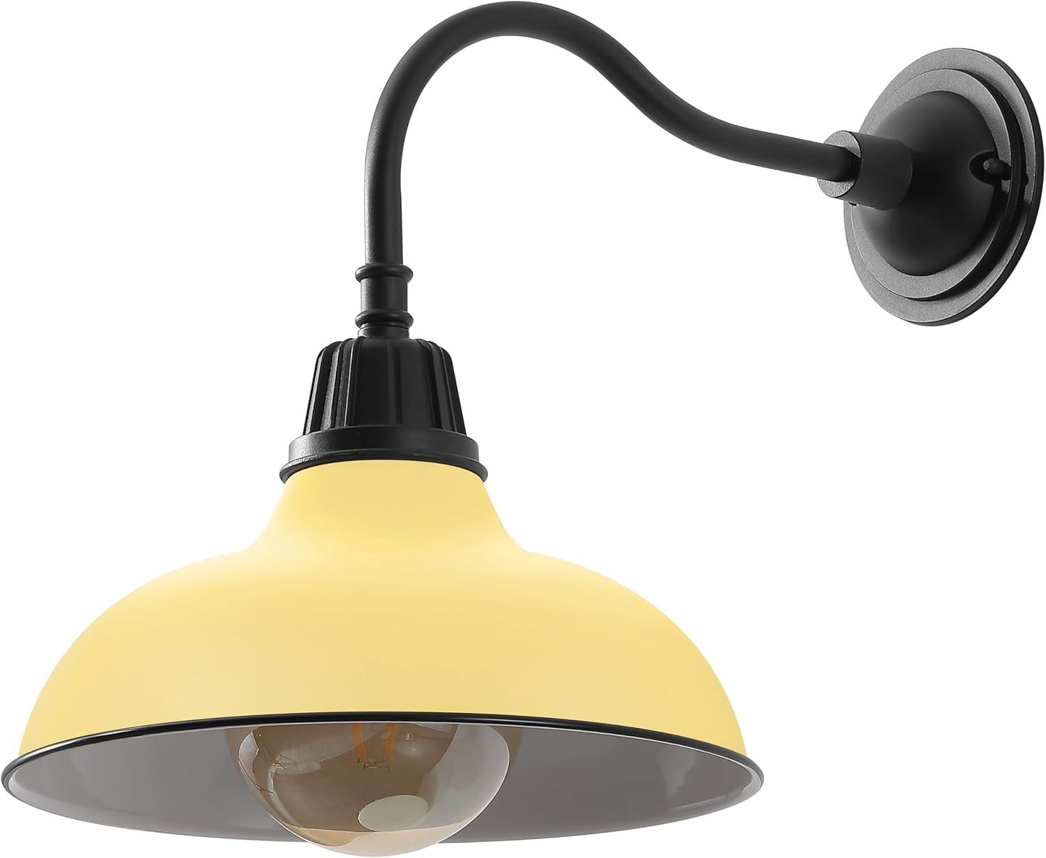 imageJONATHAN Y JYL7613I Aurora 1225quot 1Light Farmhouse Industrial IndoorOutdoor Iron LED Gooseneck Arm Outdoor Sconce for Entryway Lobby Kitchen Bathroom Bedroom Living Room Hallway Matte Olive GreenMatte YellowBlack