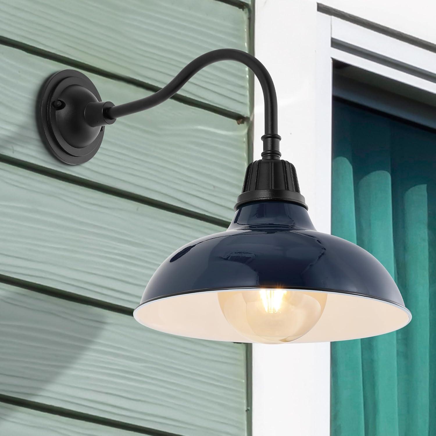 imageJONATHAN Y JYL7613I Aurora 1225quot 1Light Farmhouse Industrial IndoorOutdoor Iron LED Gooseneck Arm Outdoor Sconce for Entryway Lobby Kitchen Bathroom Bedroom Living Room Hallway Matte Olive GreenNavyBlack