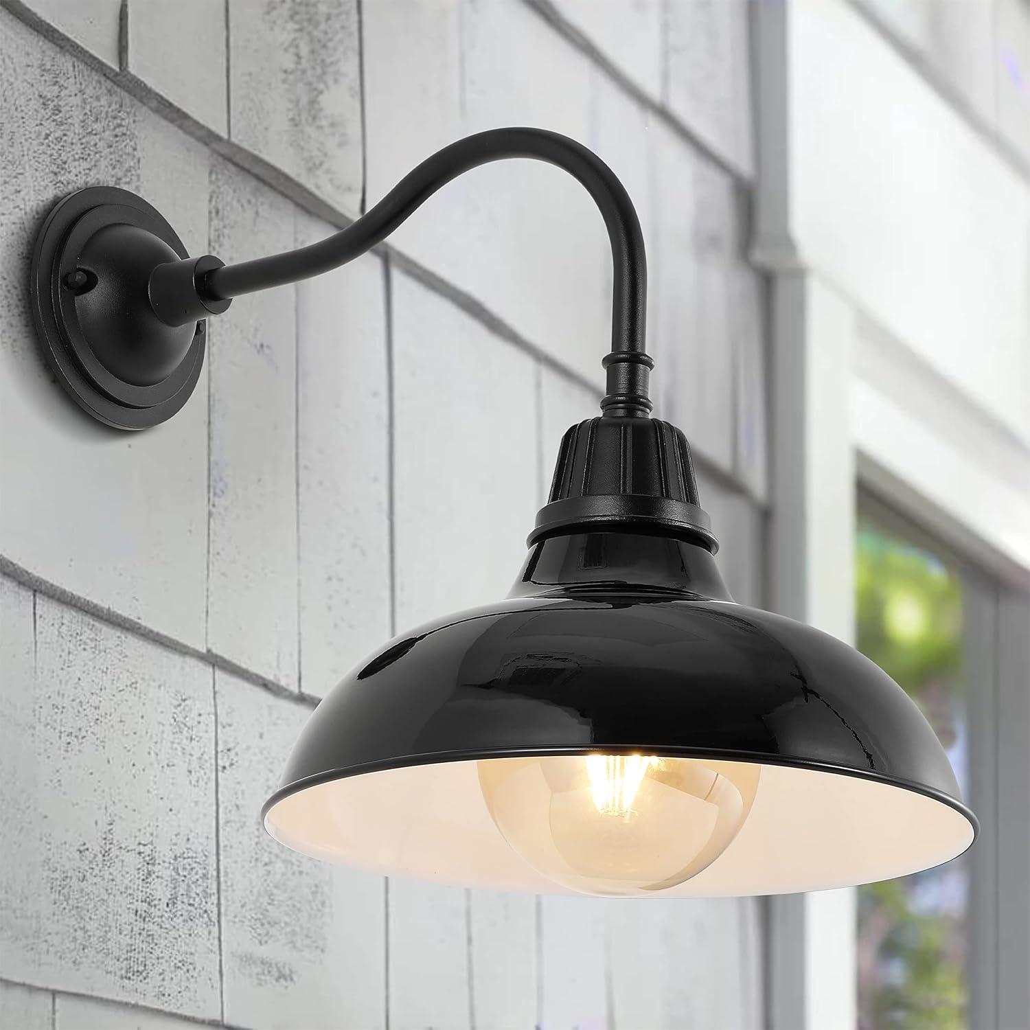 imageJONATHAN Y JYL7613I Aurora 1225quot 1Light Farmhouse Industrial IndoorOutdoor Iron LED Gooseneck Arm Outdoor Sconce for Entryway Lobby Kitchen Bathroom Bedroom Living Room Hallway Matte Olive GreenBlack