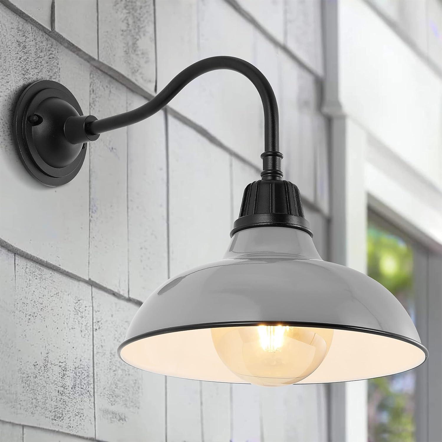 imageJONATHAN Y JYL7613I Aurora 1225quot 1Light Farmhouse Industrial IndoorOutdoor Iron LED Gooseneck Arm Outdoor Sconce for Entryway Lobby Kitchen Bathroom Bedroom Living Room Hallway Matte Olive GreenGrayBlack