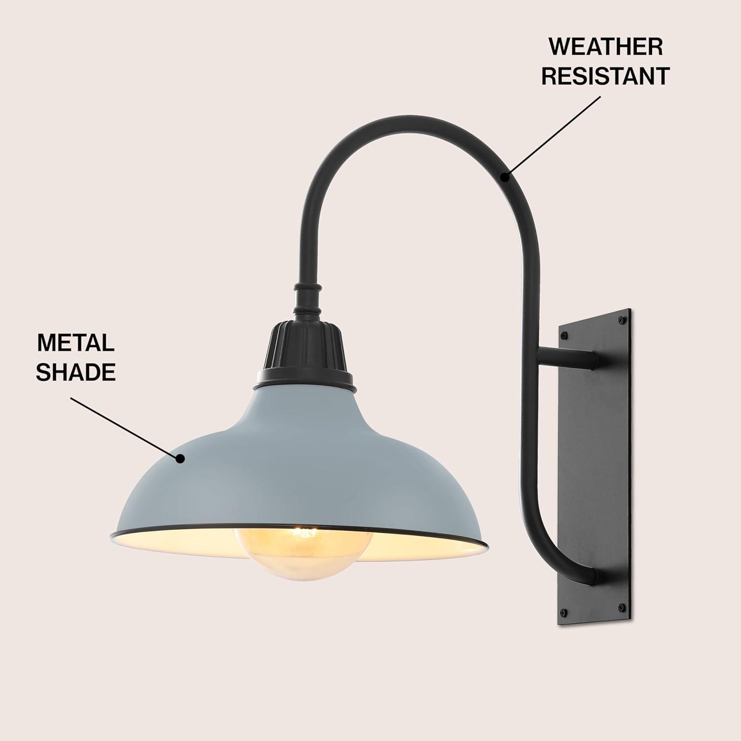 imageJONATHAN Y JYL7614B Stanley 1225quot 1Light Farmhouse Industrial IndoorOutdoor Iron LED Gooseneck Arm Outdoor Sconce Metal Bowl Shade Vintage Cottage Rustic Porch Patio Yard Barn BlackMatte Silver BlueBlack