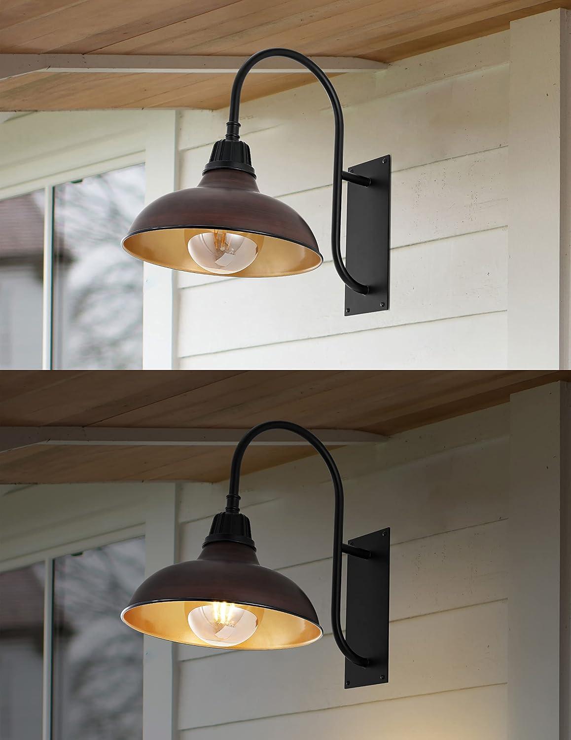 imageJONATHAN Y JYL7614B Stanley 1225quot 1Light Farmhouse Industrial IndoorOutdoor Iron LED Gooseneck Arm Outdoor Sconce Metal Bowl Shade Vintage Cottage Rustic Porch Patio Yard Barn BlackWood FinishBlack