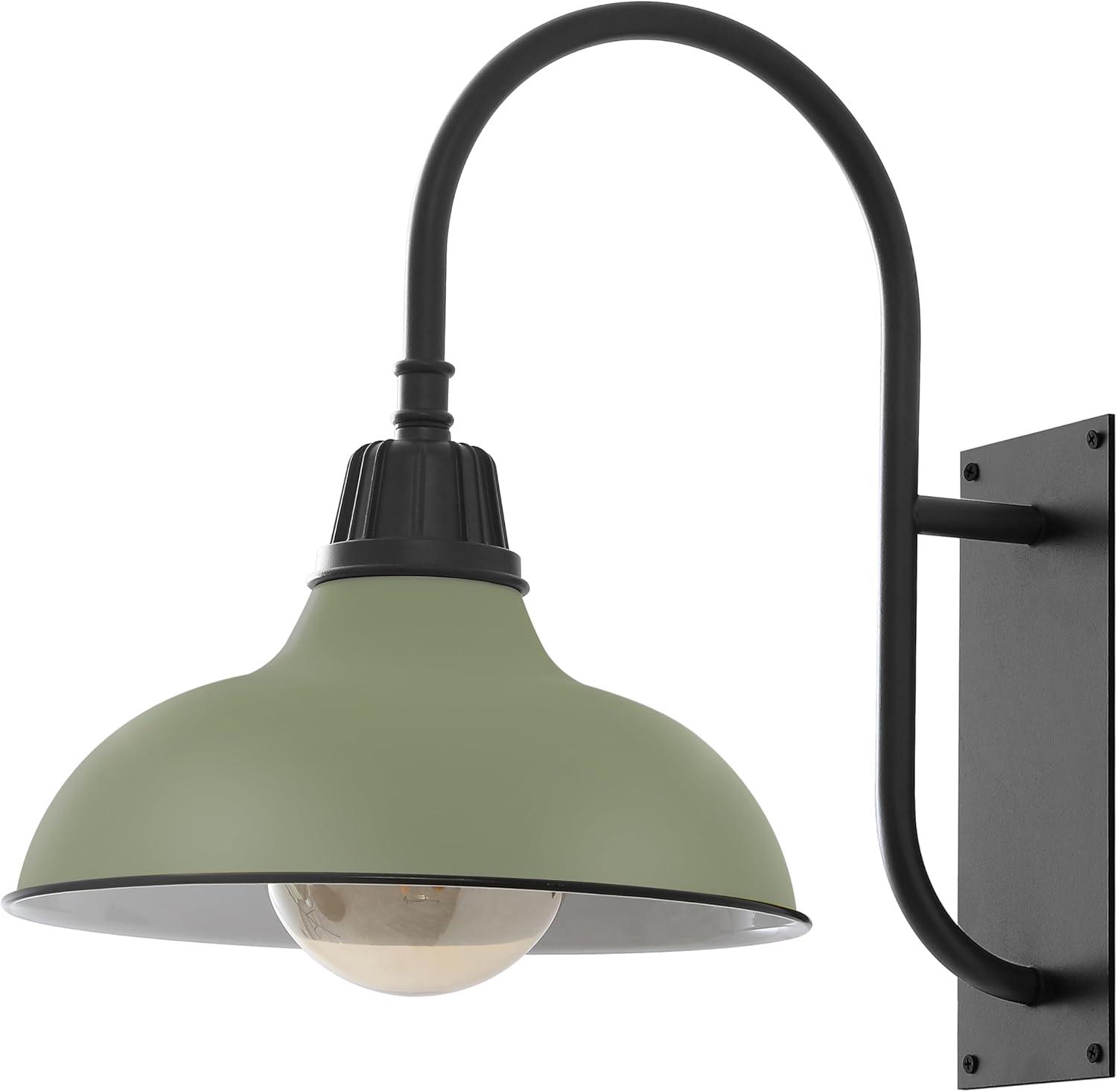 imageJONATHAN Y JYL7614B Stanley 1225quot 1Light Farmhouse Industrial IndoorOutdoor Iron LED Gooseneck Arm Outdoor Sconce Metal Bowl Shade Vintage Cottage Rustic Porch Patio Yard Barn BlackMatte Olive GreenBlack