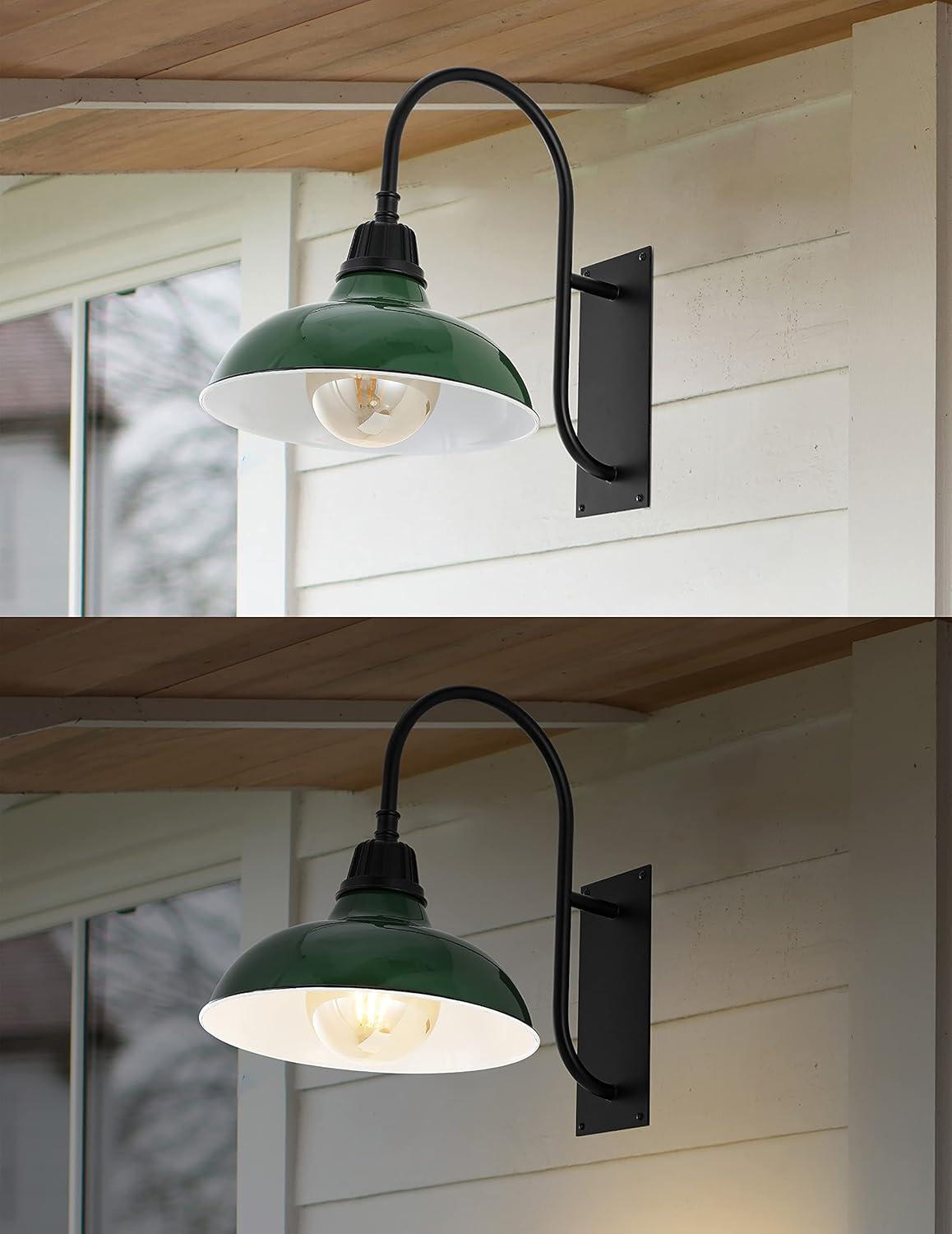 imageJONATHAN Y JYL7614B Stanley 1225quot 1Light Farmhouse Industrial IndoorOutdoor Iron LED Gooseneck Arm Outdoor Sconce Metal Bowl Shade Vintage Cottage Rustic Porch Patio Yard Barn BlackGreenBlack