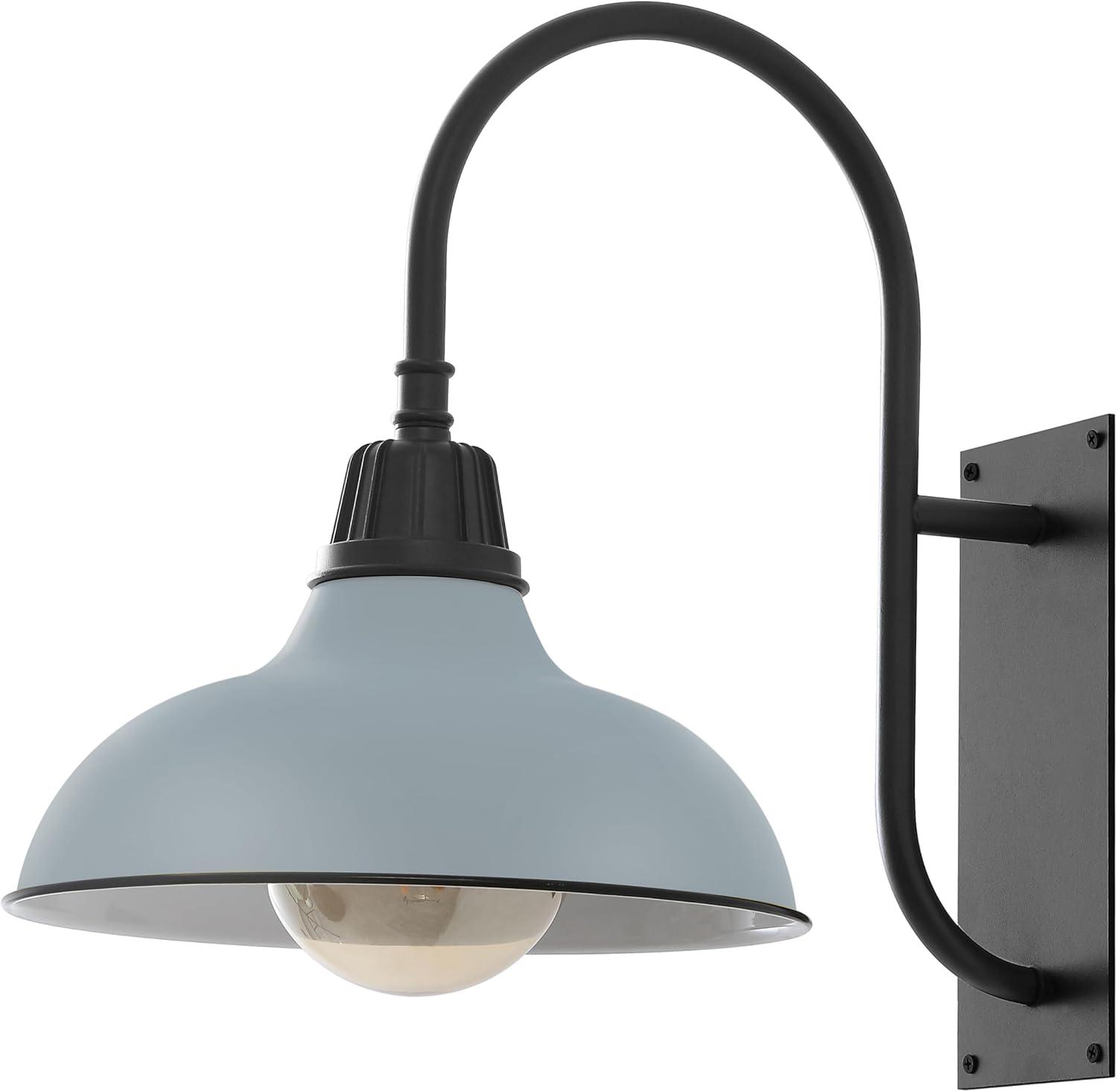 imageJONATHAN Y JYL7614B Stanley 1225quot 1Light Farmhouse Industrial IndoorOutdoor Iron LED Gooseneck Arm Outdoor Sconce Metal Bowl Shade Vintage Cottage Rustic Porch Patio Yard Barn BlackMatte Silver BlueBlack